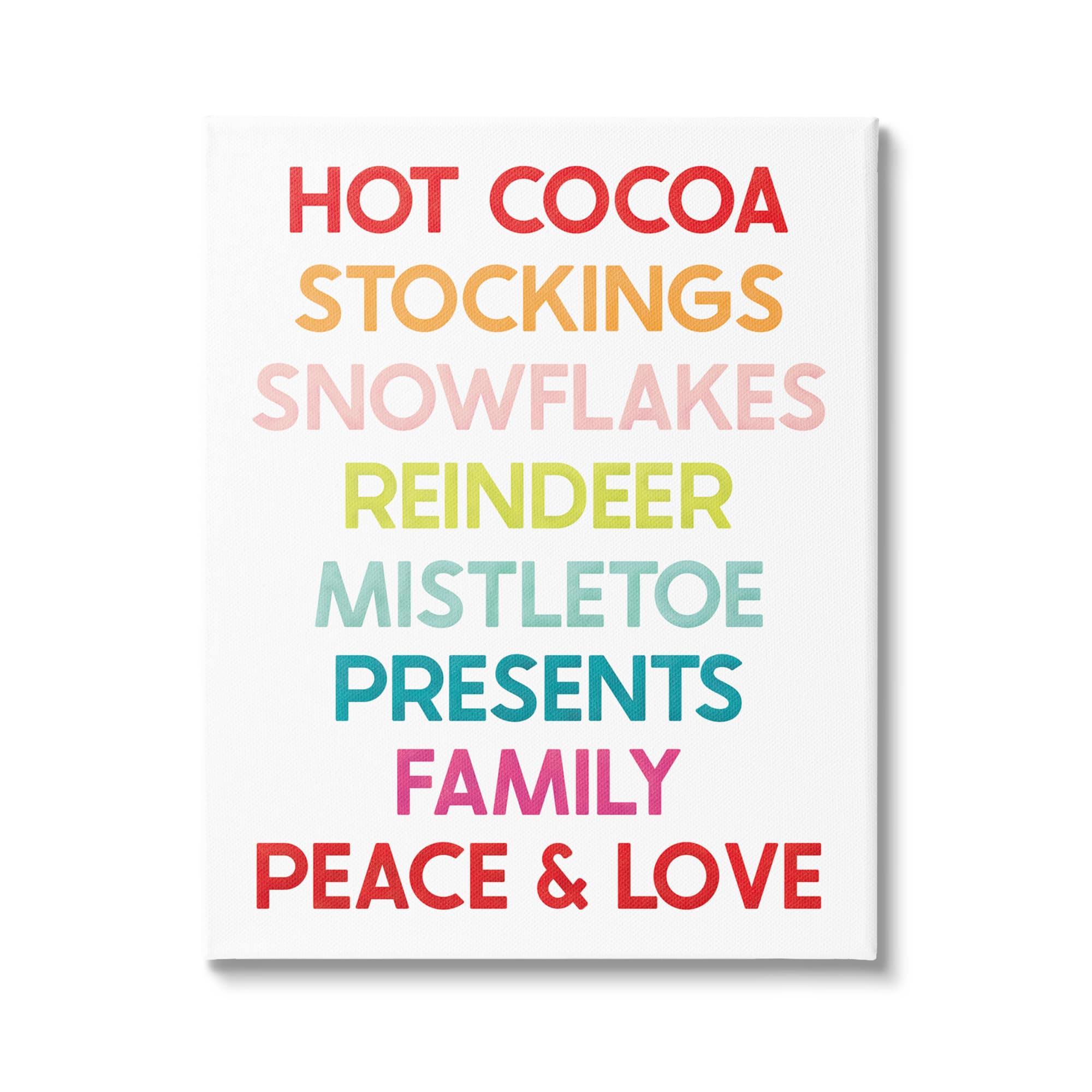 Stupell Industries Peace & Love Rainbow Christmas List Canvas Wall Art