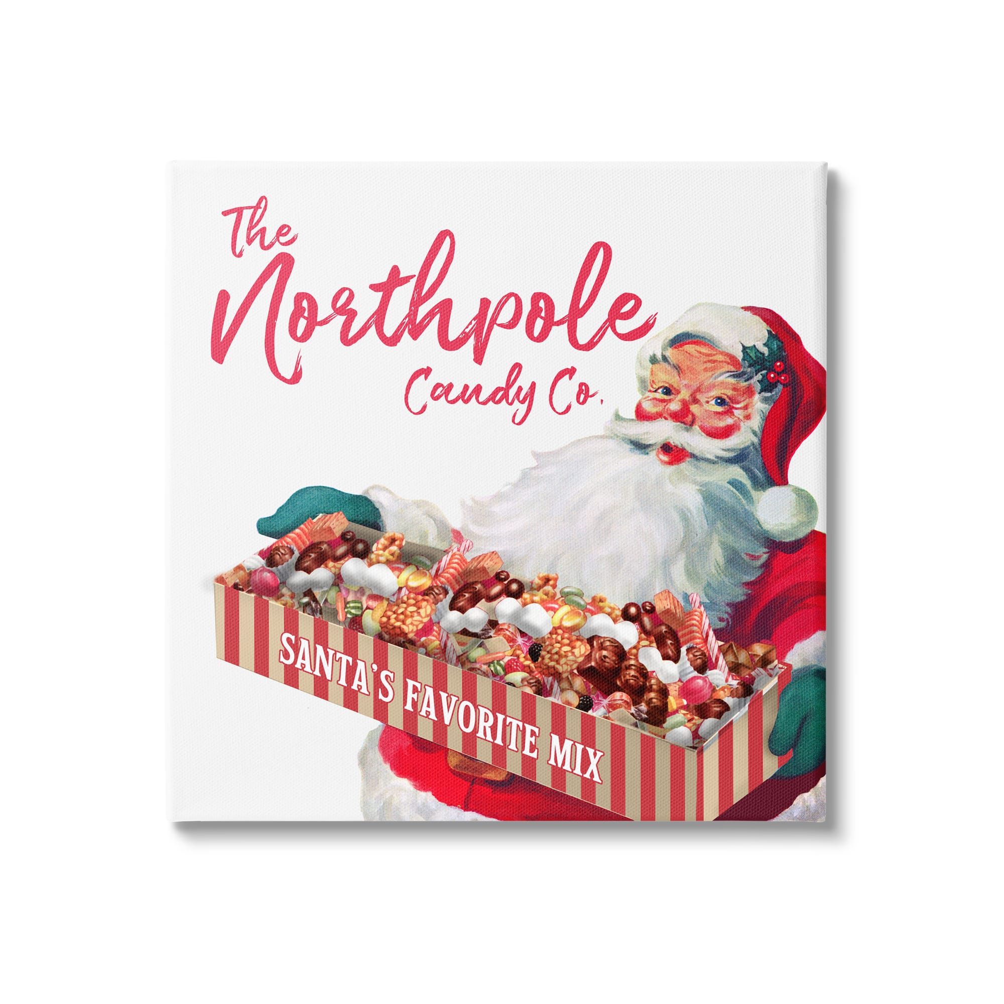 Stupell Industries Vintage Northpole Candy Santa Claus Canvas Wall Art