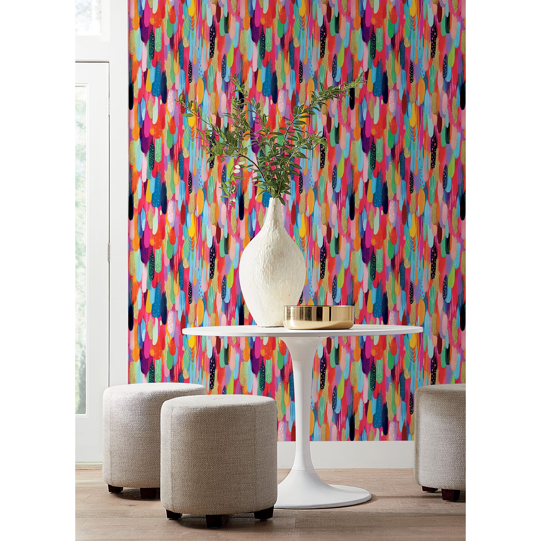 RoomMates Red Multi Brushstroke Peel &#x26; Stick Wallpaper