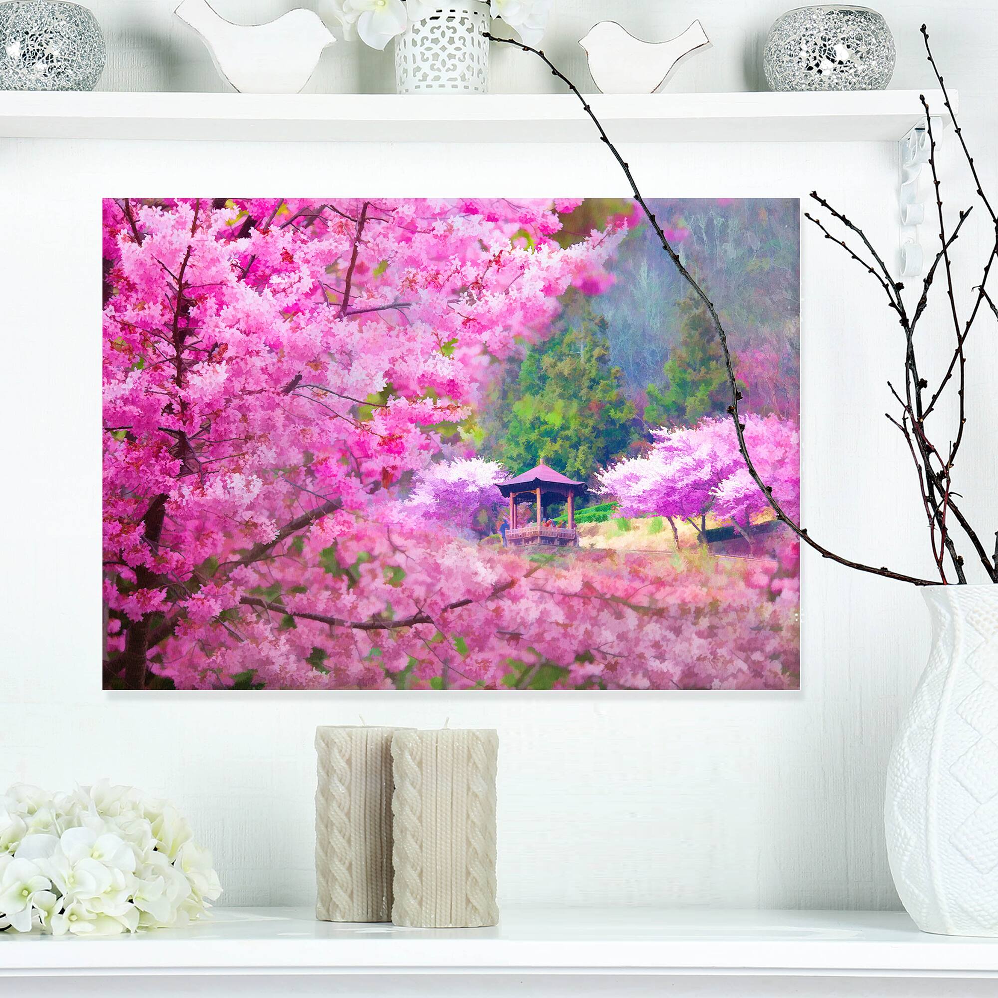 Designart - Japanese Cherry Flowers - Floral Art Canvas Print