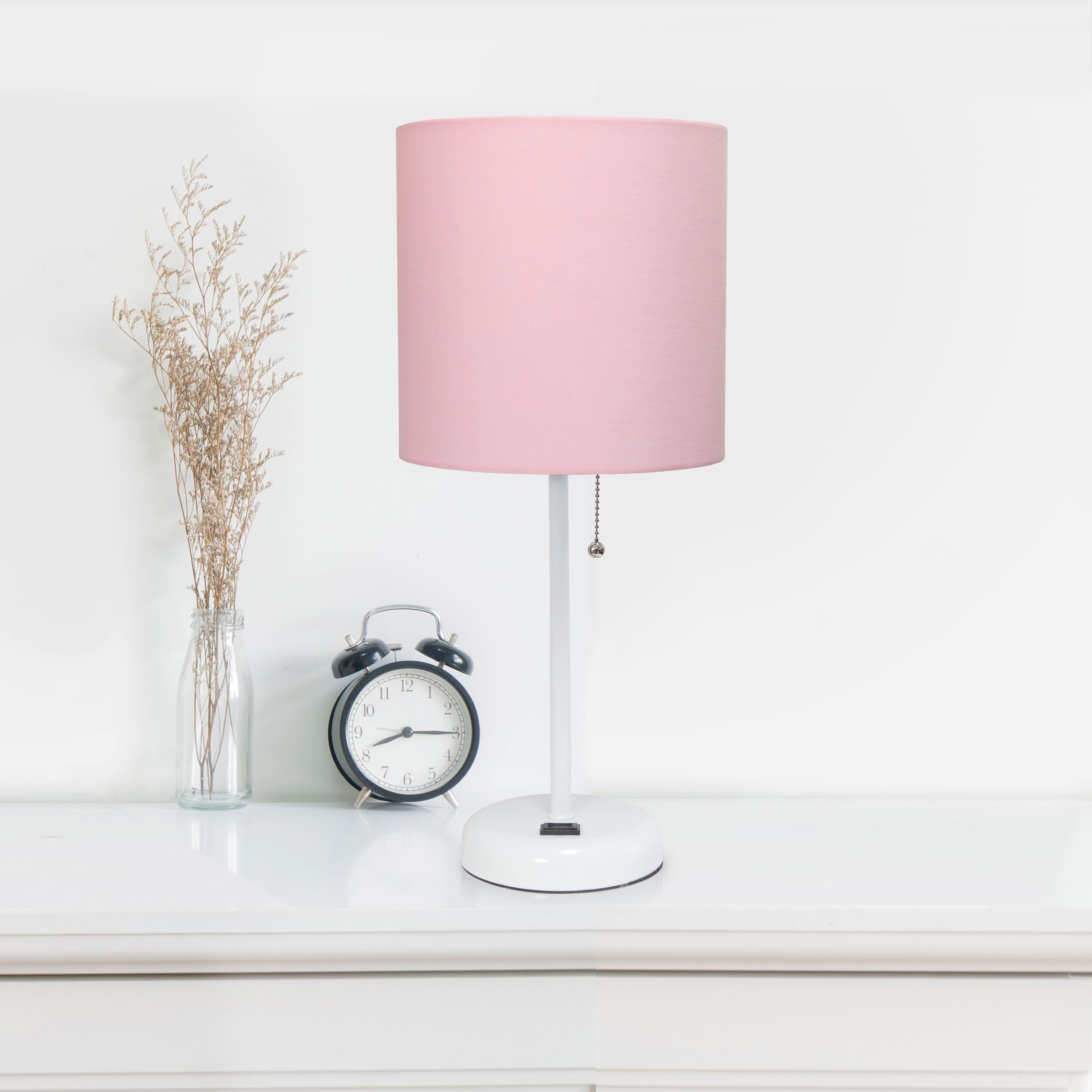 LimeLights White Base Lamp with Charging Outlet