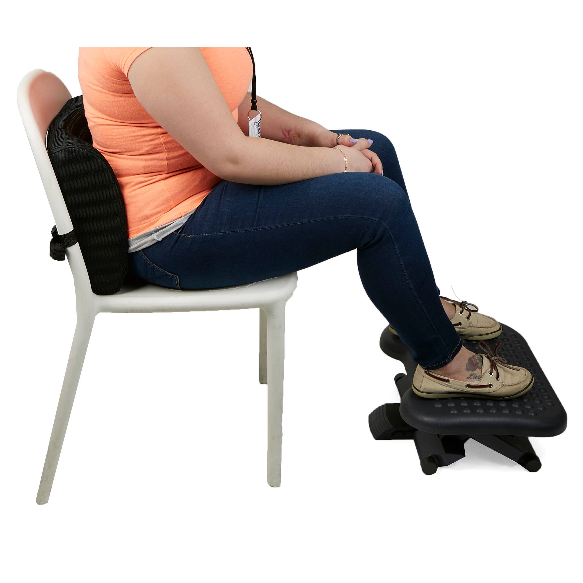 Mind Reader Black Lumbar Support Back Cushion & Foot Rest Set