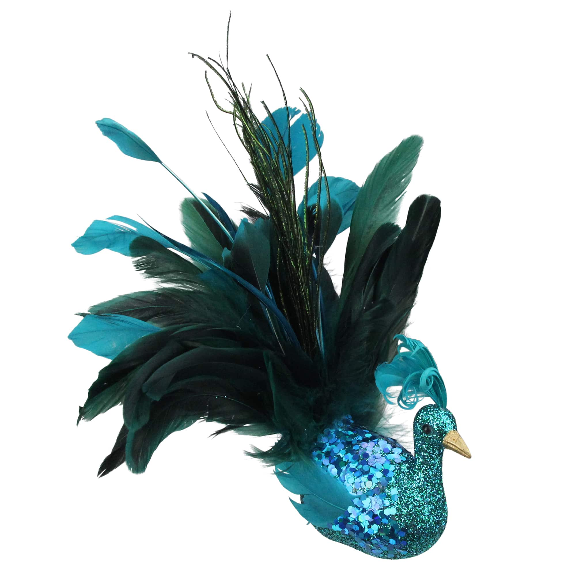 Magnificent Peacock Clip Ornament with Feather Tail