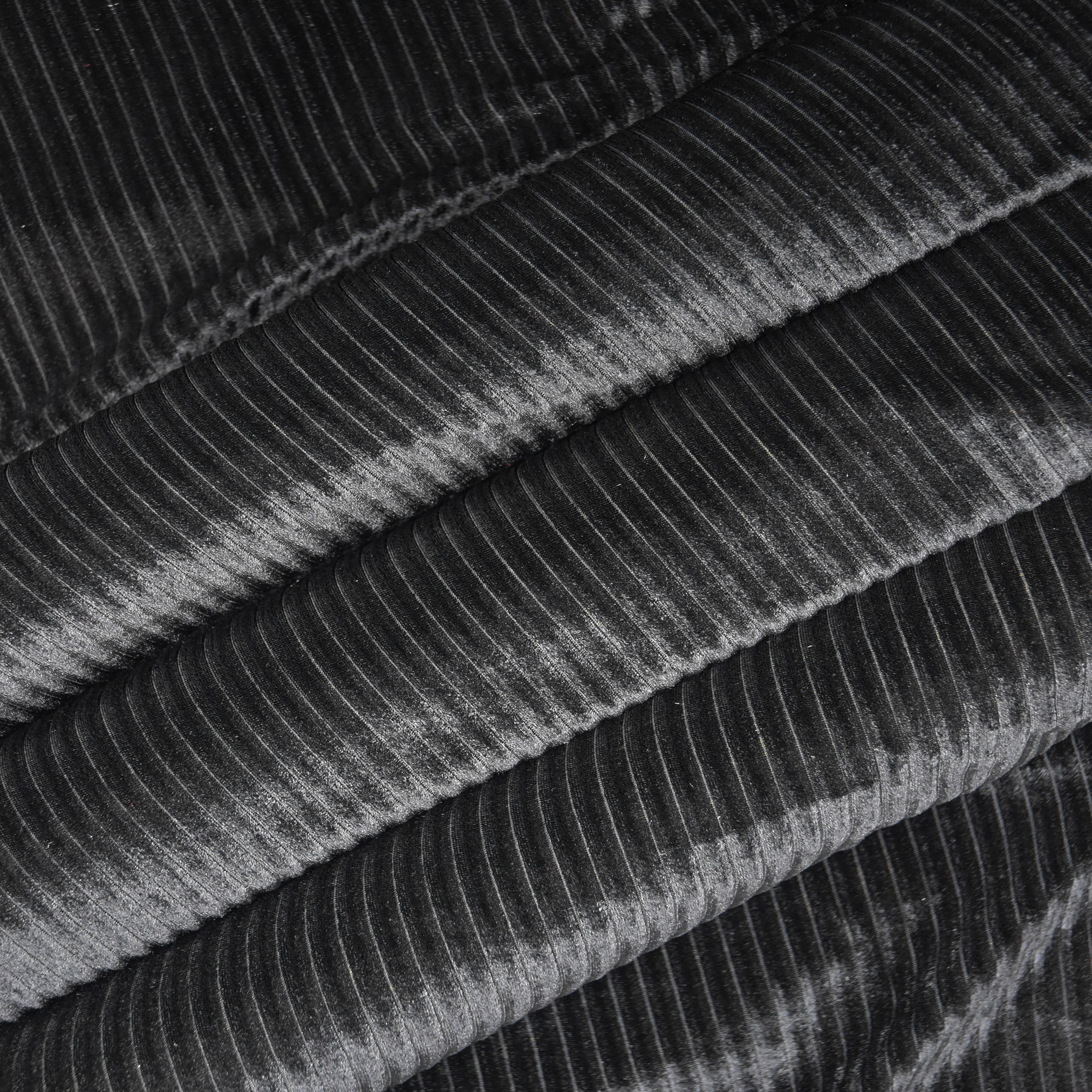Feldman Black Ribbed Stretch Velvet Fabric