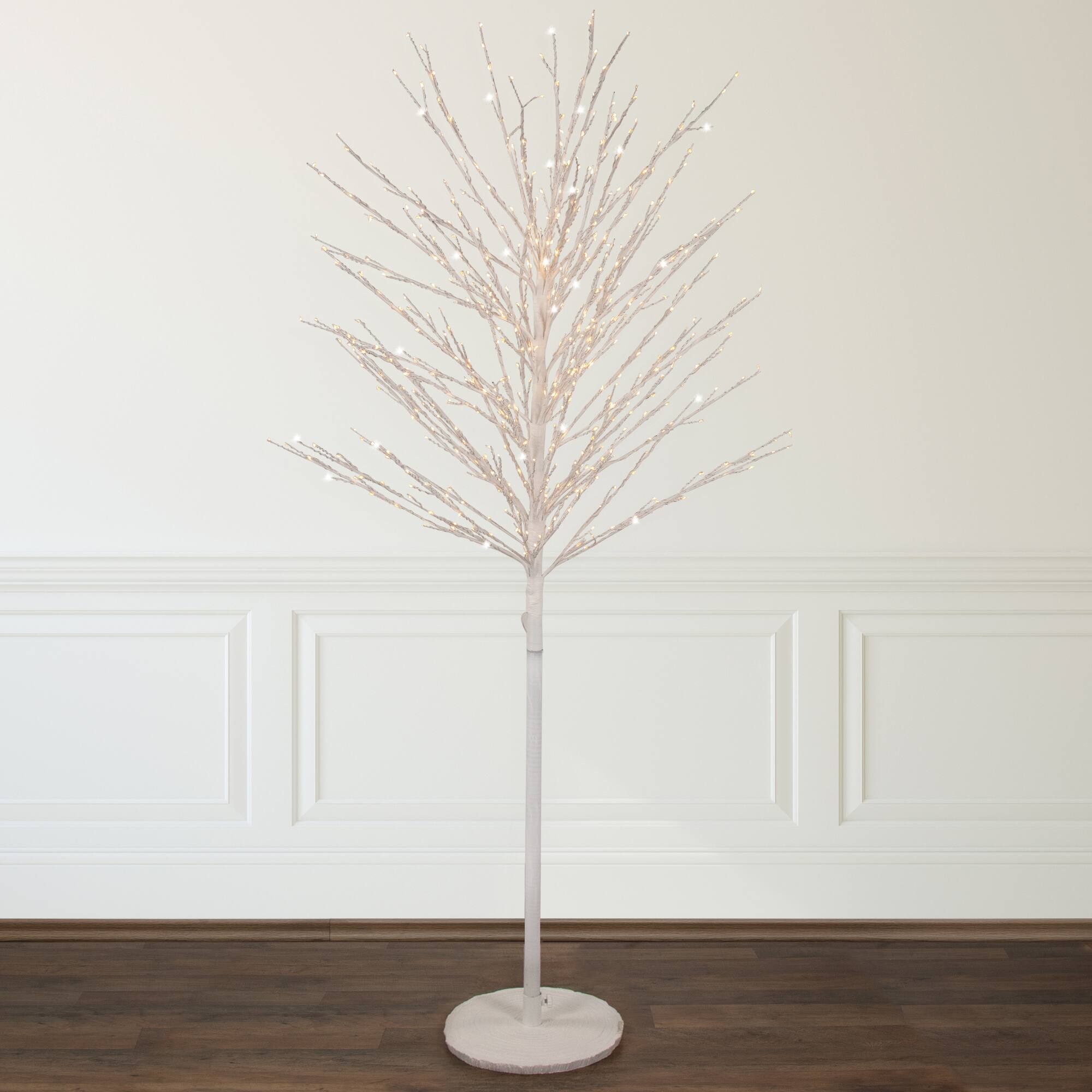 5ft. Pre-Lit White Twig Christmas Tree, Warm White LED Lights
