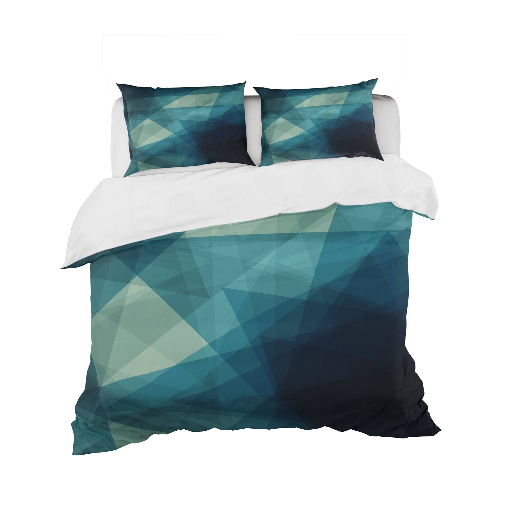 Designart &#x27;Abstract Geometric Shades of Blue&#x27; Modern &#x26; Contemporary Bedding Set - Duvet Cover &#x26; Shams