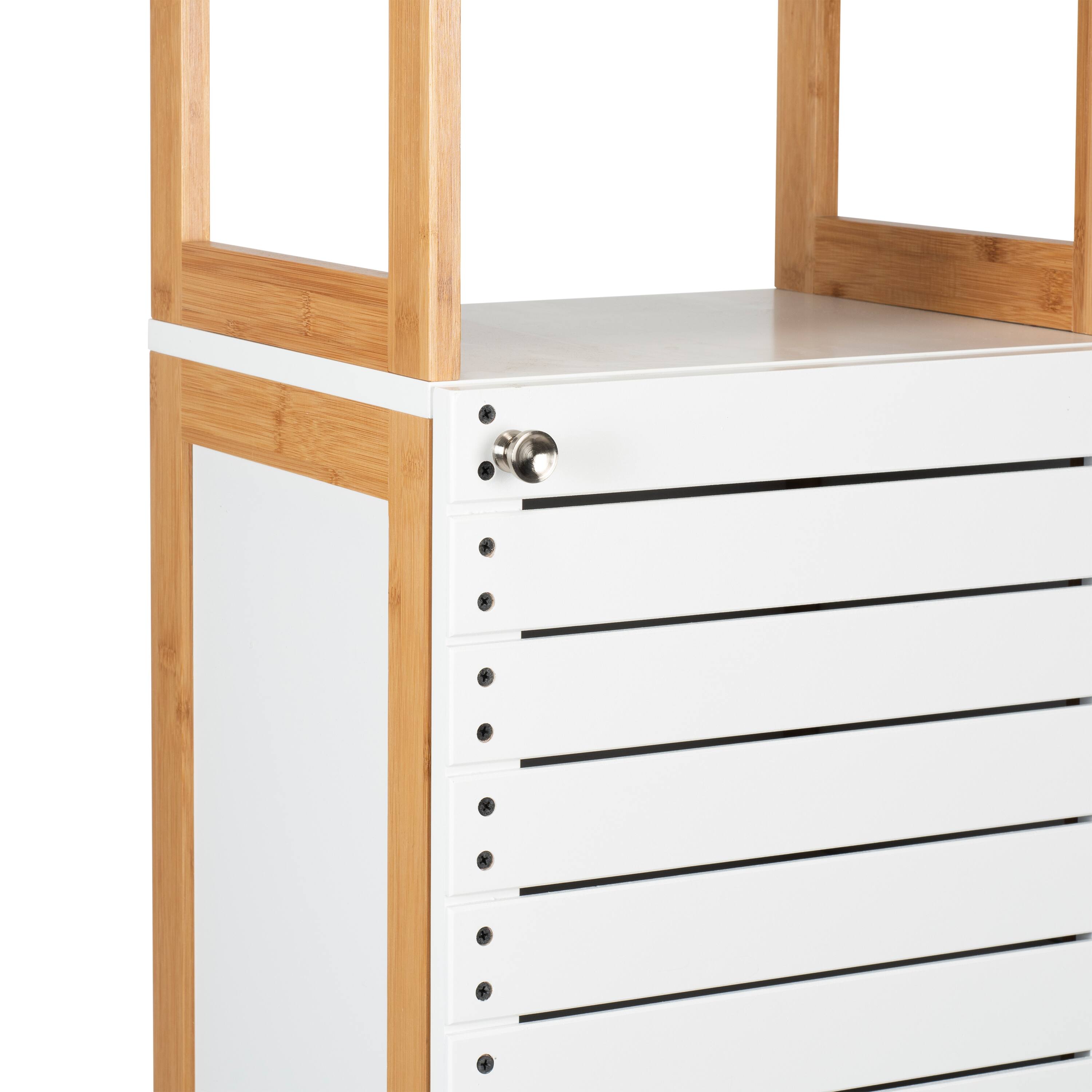 Organize It All Rendition 68" White 6-Shelf Bamboo High Cabinet