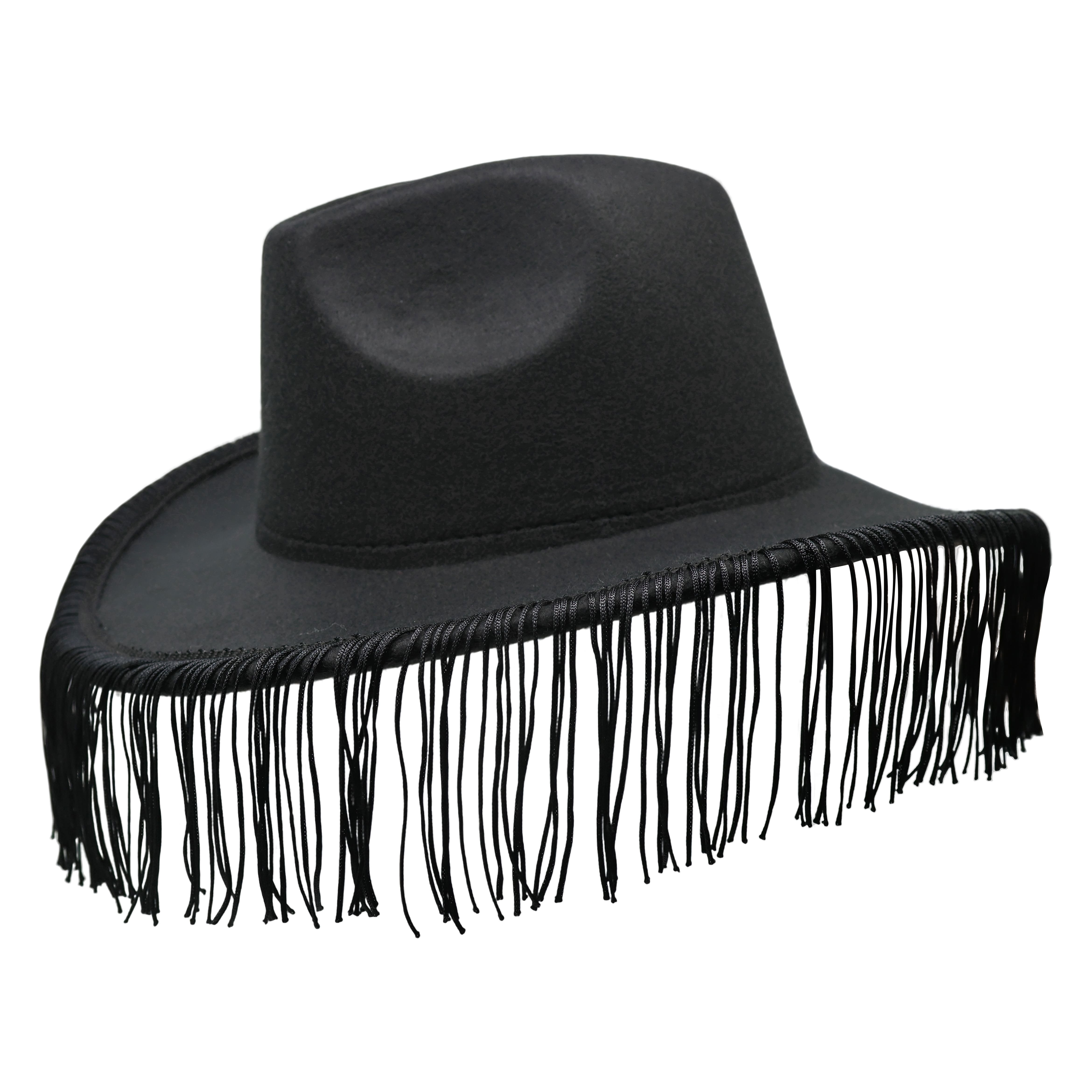 Black Cowboy Hat with Fringe by Celebrate It&#x2122;