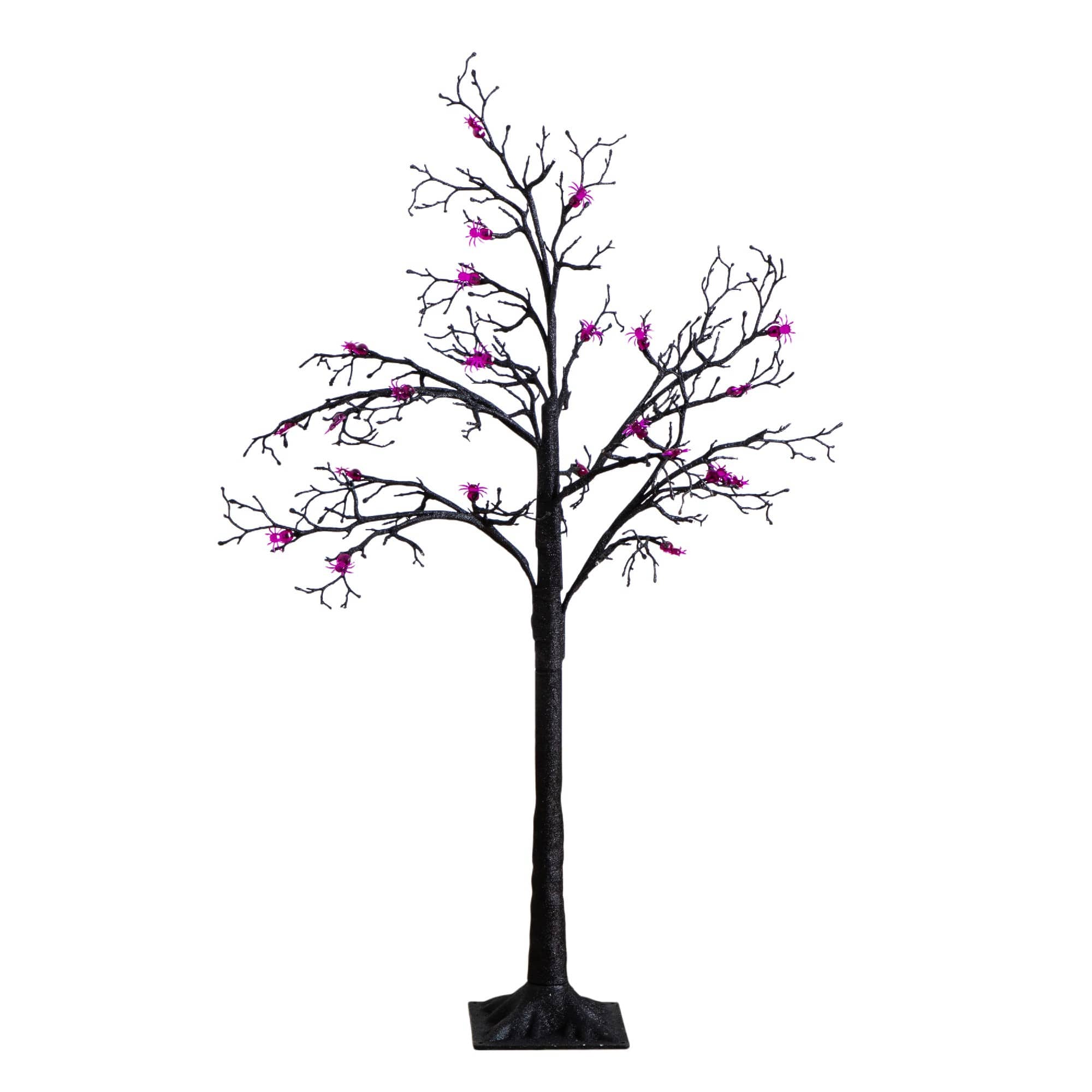 4ft. Pre-Lit Artificial Halloween Spider Twig Tree with 48 Purple LED Lights