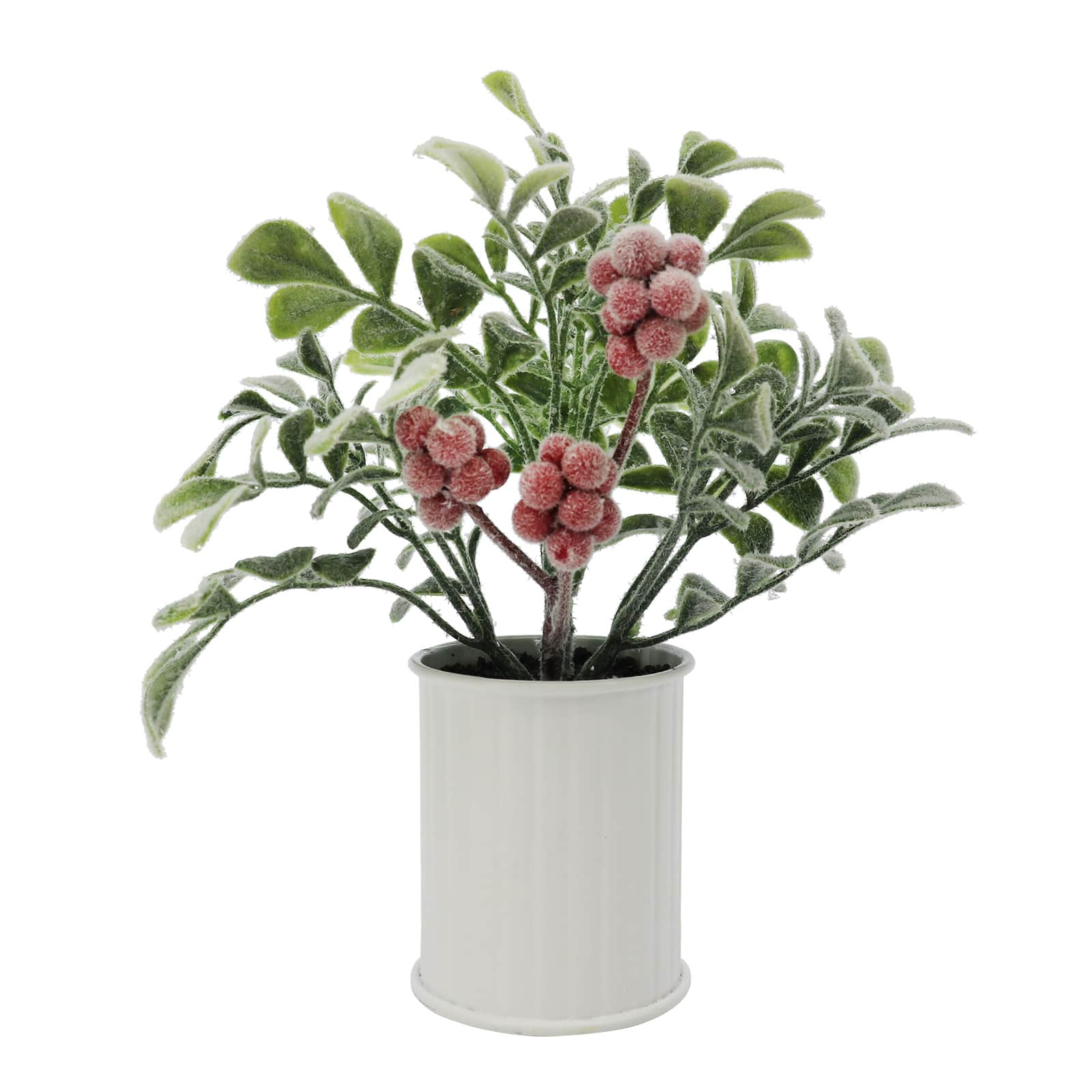 7&#x22; Flocked Boxwood &#x26; Berry Arrangement in White Pot by Ashland&#xAE;