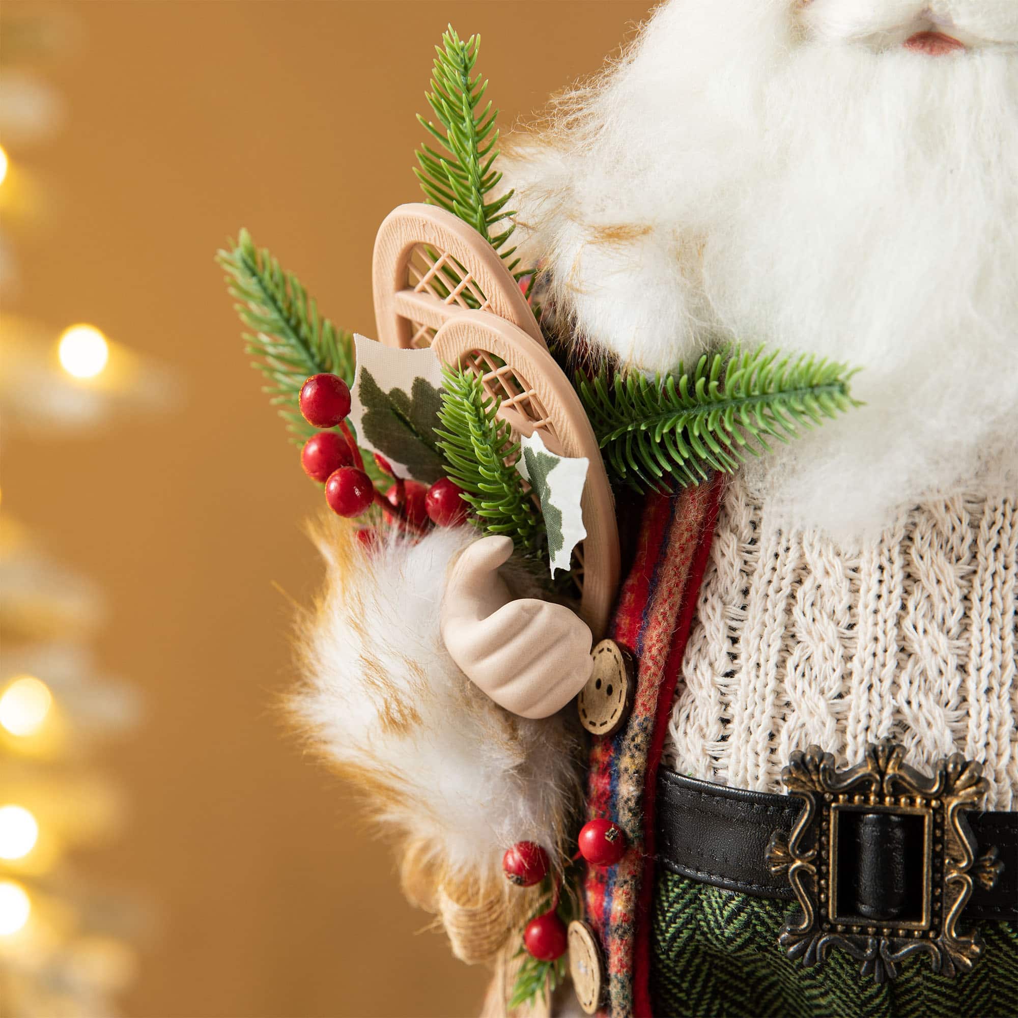 Glitzhome&#xAE; 18&#x22; Faux Fur Christmas Woodland Santa Figurine