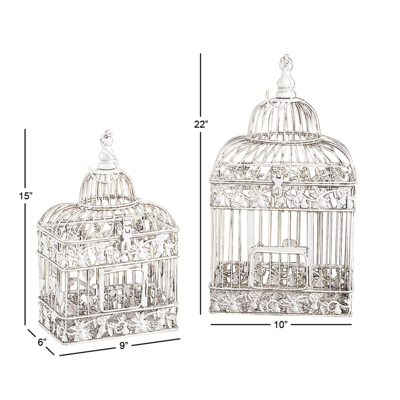 White Metal Vintage Birdcage Set