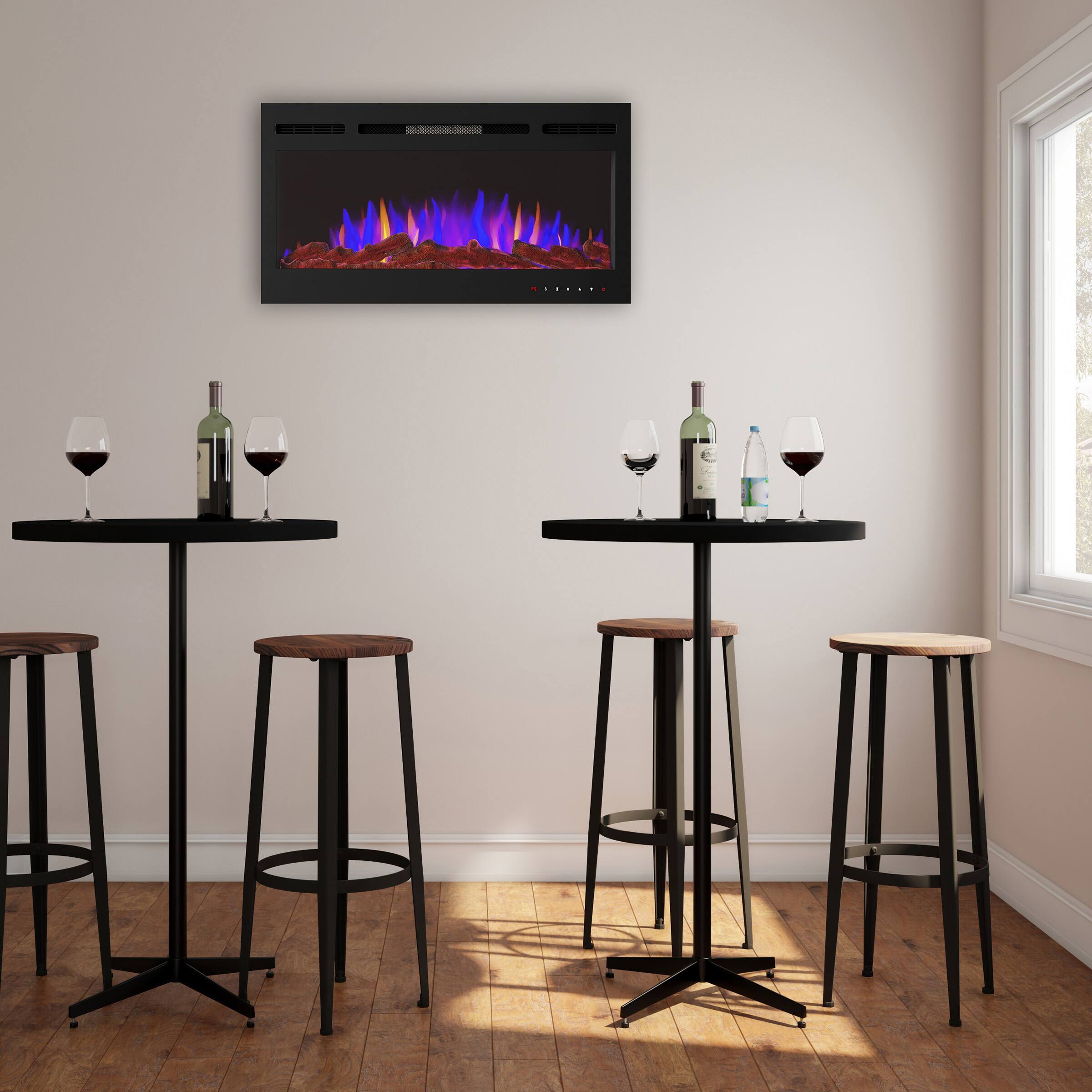 Hastings Home 36" Black Wall Mount Electric Fireplace