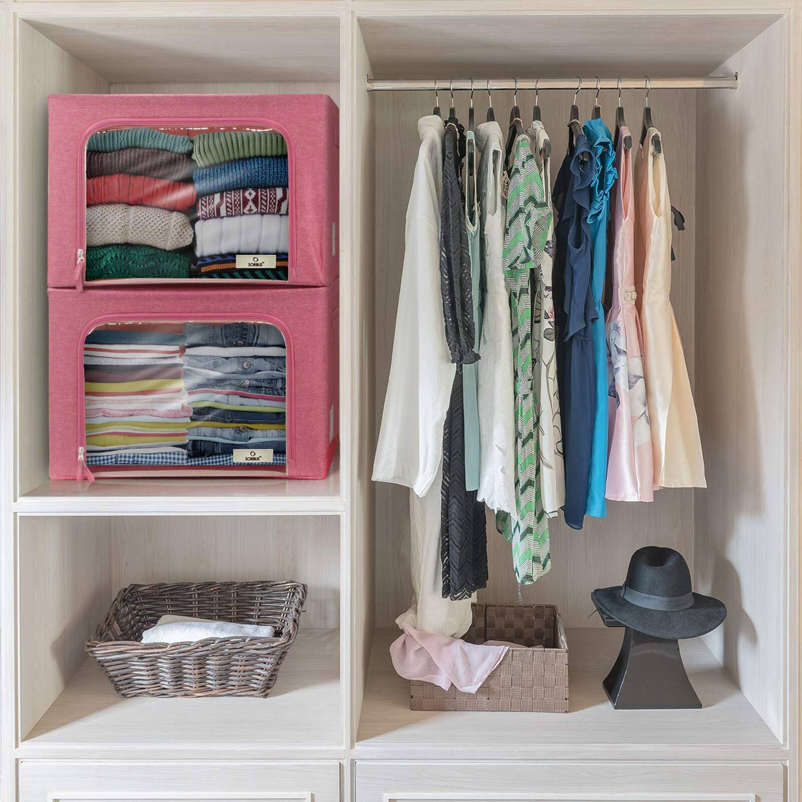 Sorbus Foldable & Stackable Storage Bags with Windows Set