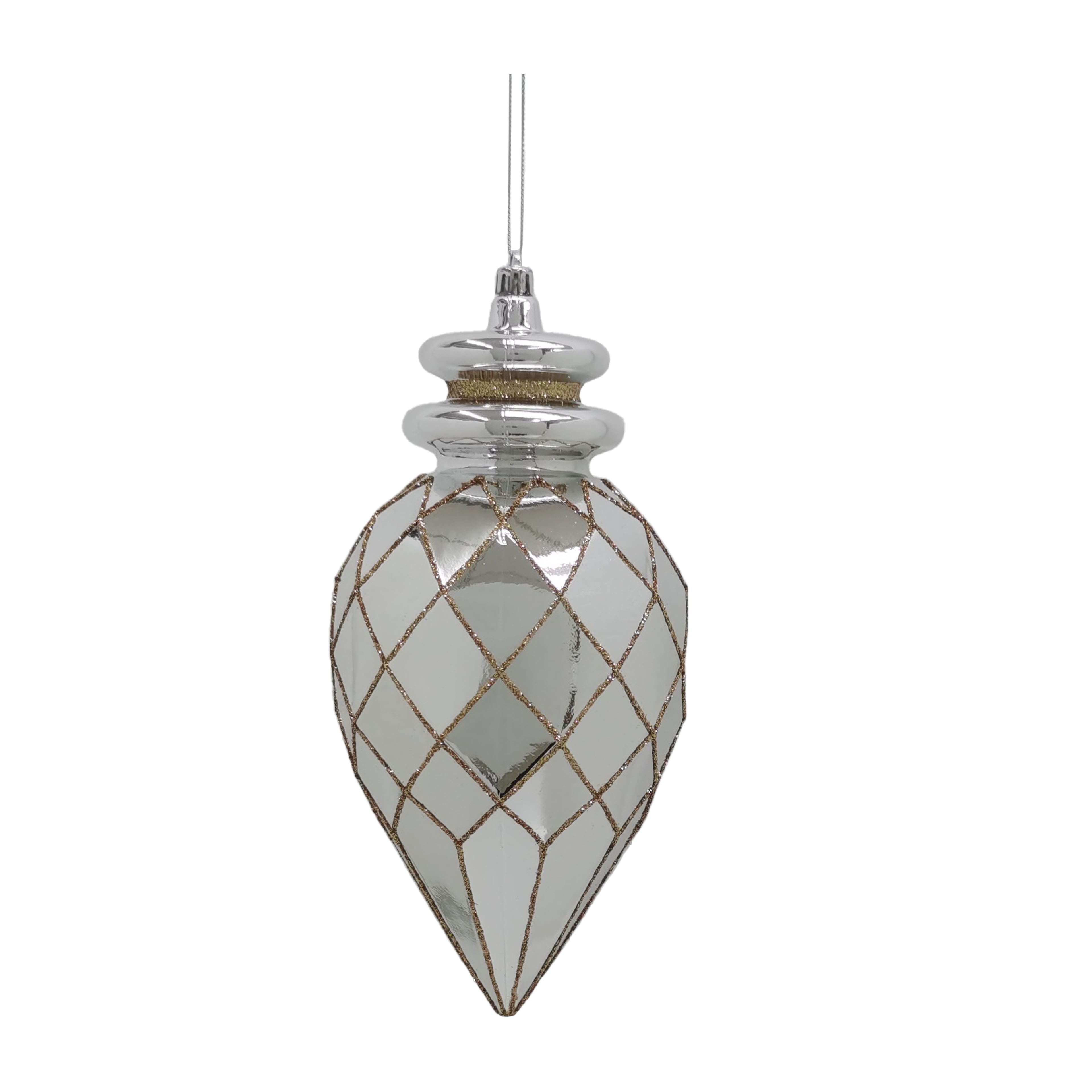 10&#x22; Silver &#x26; Gold Glitter Diamond Teardrop Ornament by Ashland&#xAE;
