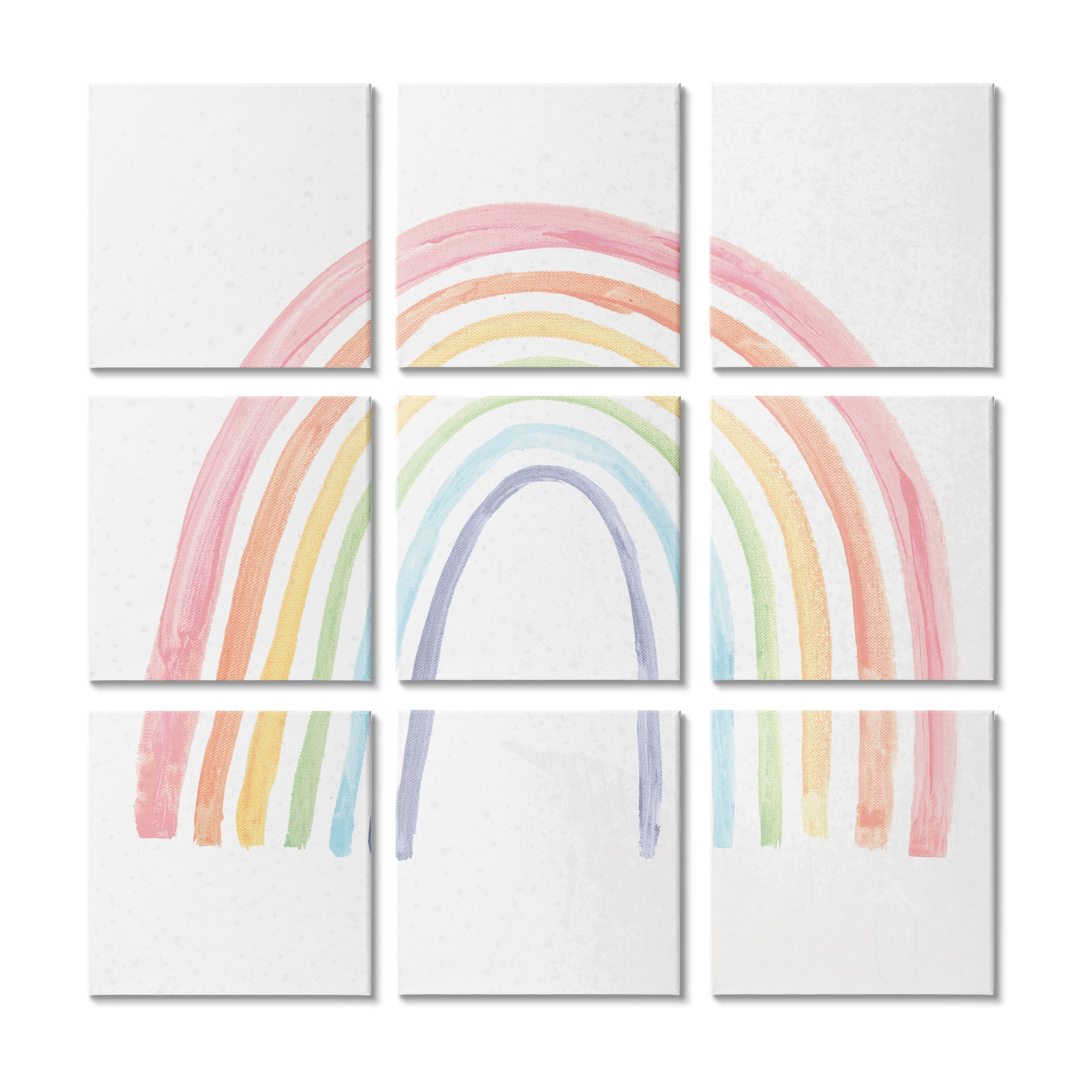 Stupell Industries Traditional Rainbow Stripes Kid's Minimal Chromatic Arches Canvas Wall Art, 12" x 12"