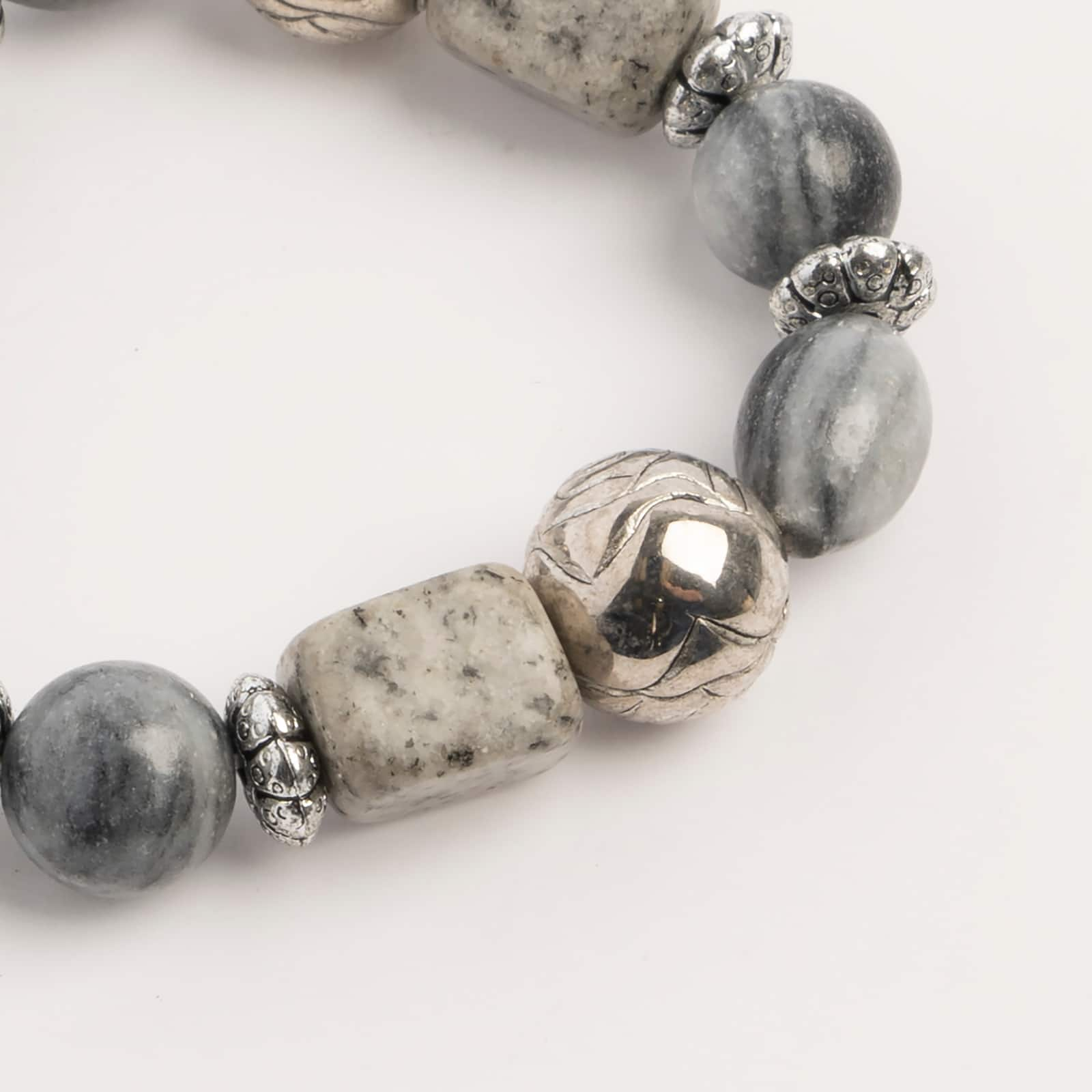 John Bead Jasper No.84 Natural Stone Stretch Bracelet