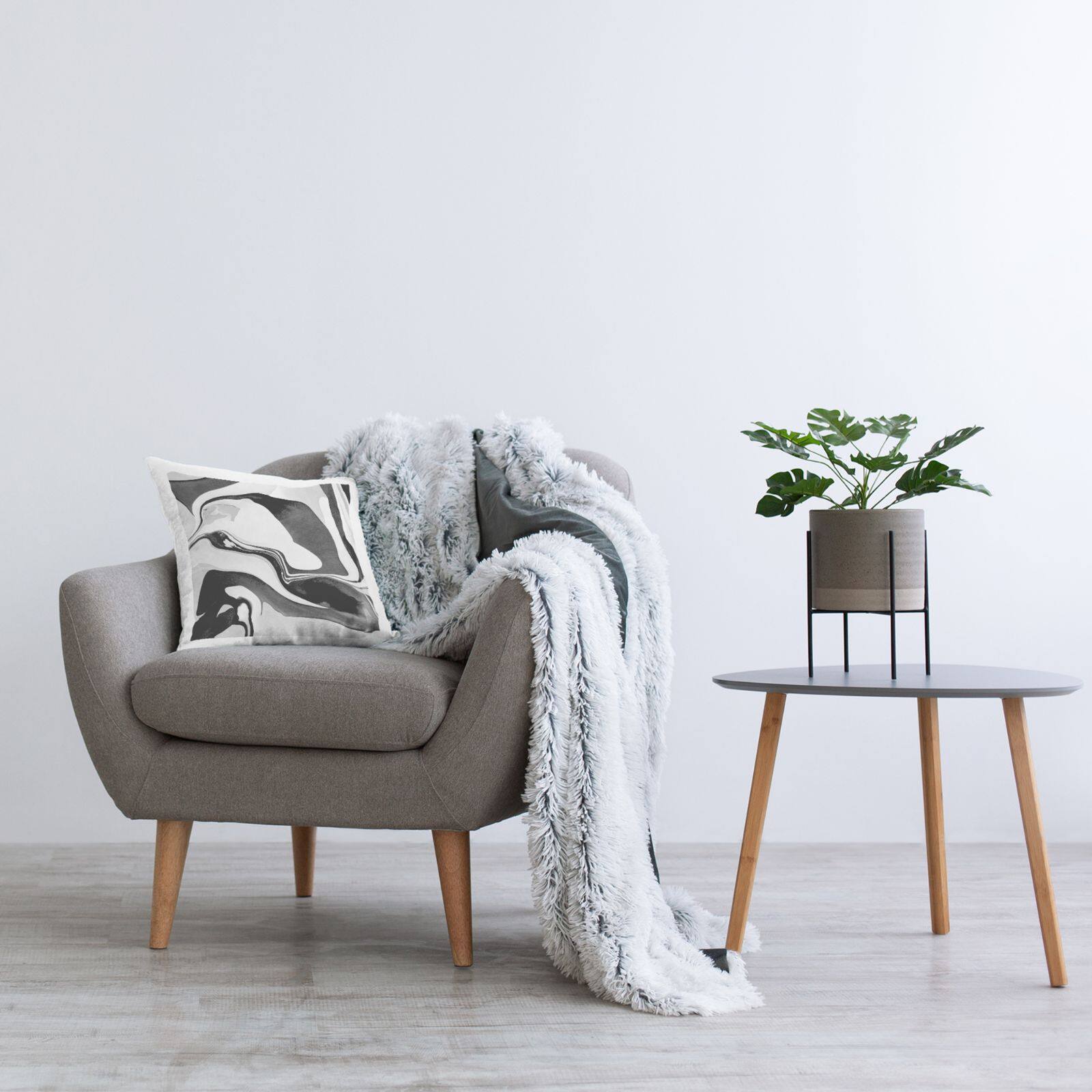 Stupell Industries Abstract Black & White Swirl Shape Pattern Throw Pillow, 18" x 18"