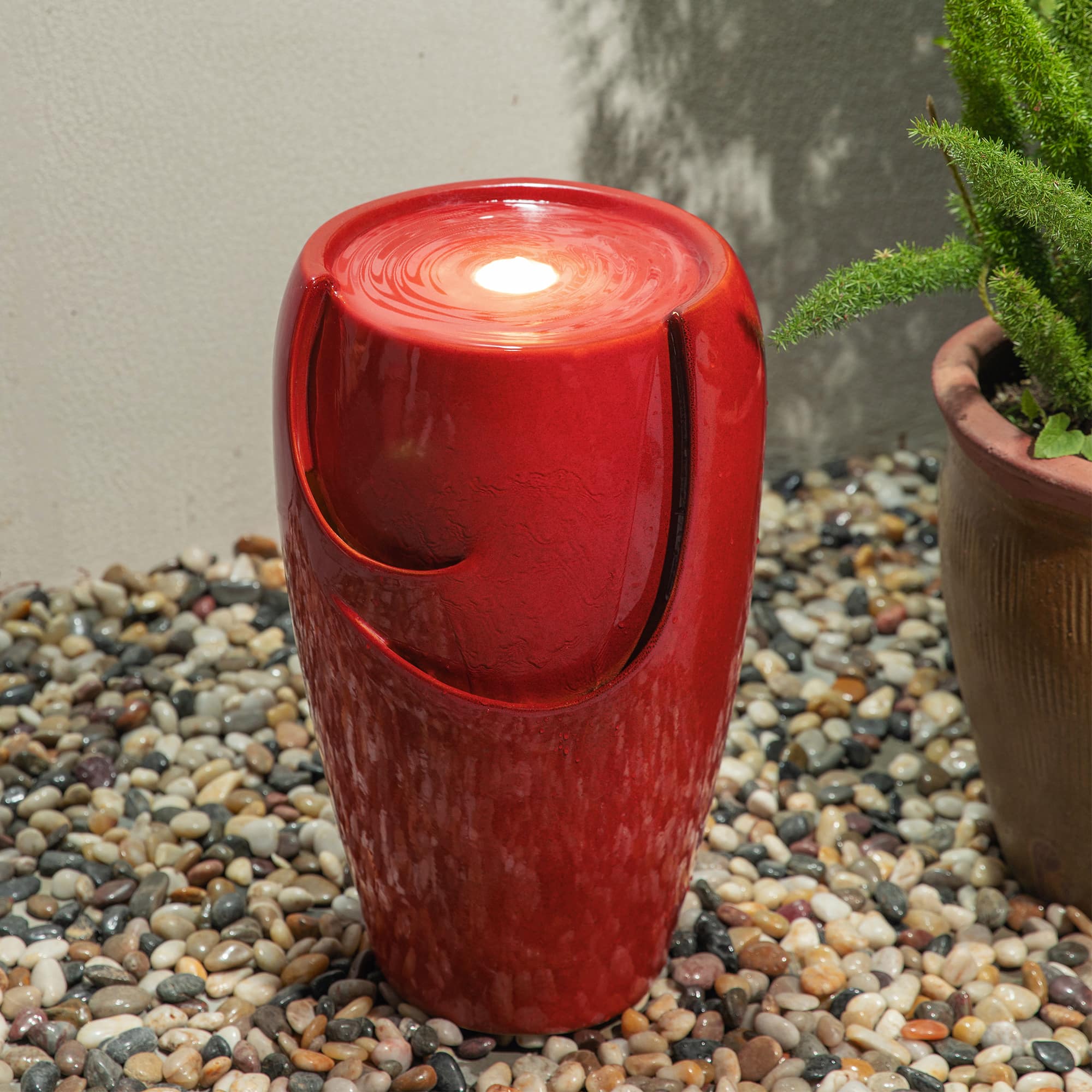 Glitzhome&#xAE; 21&#x22; Red LED Ceramic Fountain