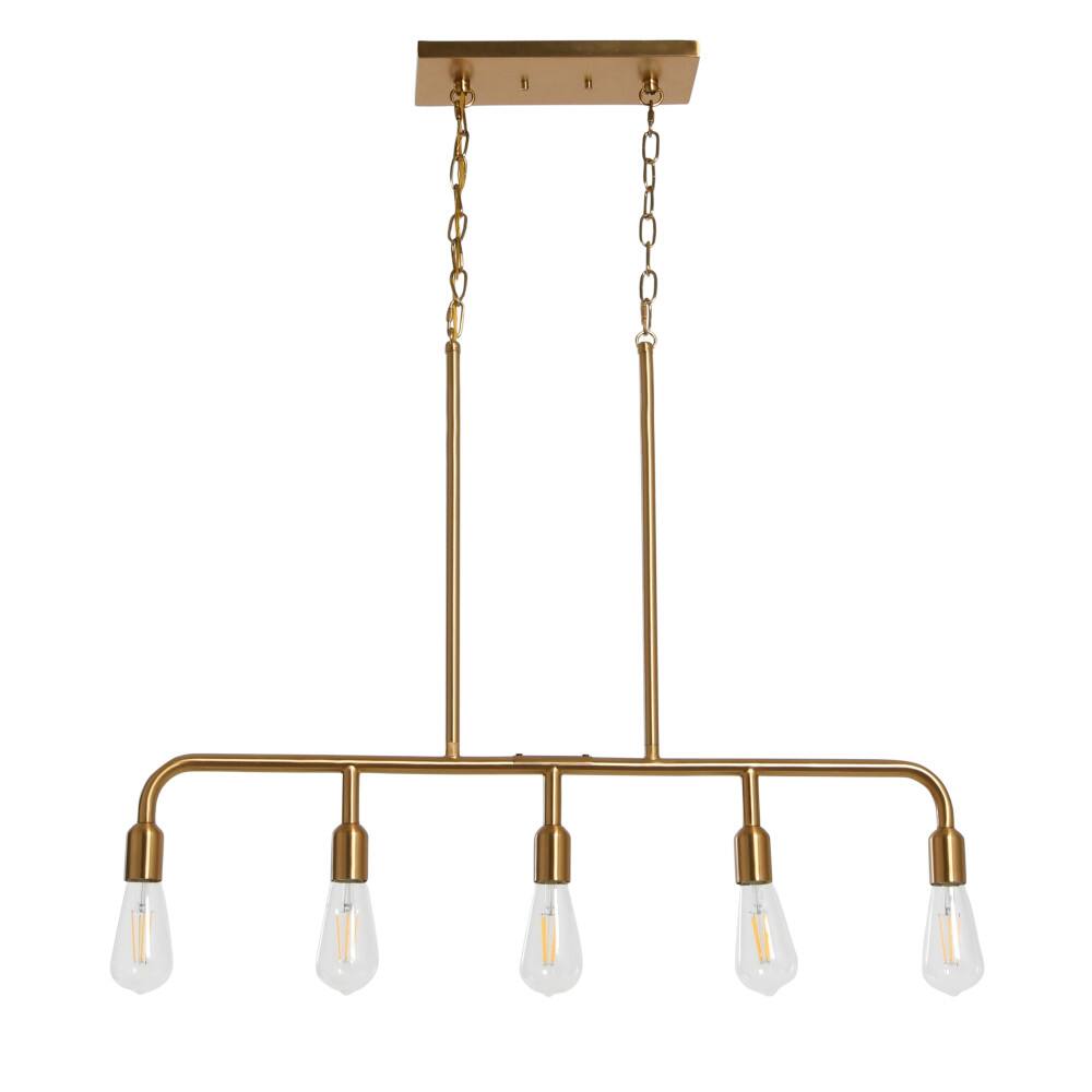 Hello Honey® Robert Stevenson Lighting Benson Exposed Bulb Metal 5-Light Linear Chandelier