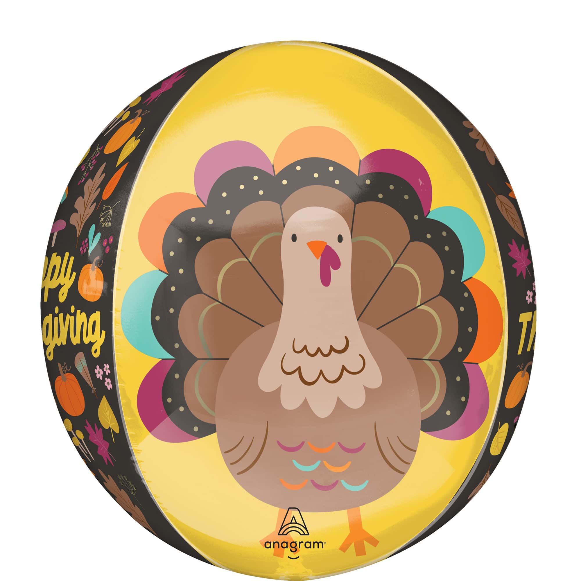 16&#x22; Orbz&#xAE; Happy Thanksgiving Foil Balloon