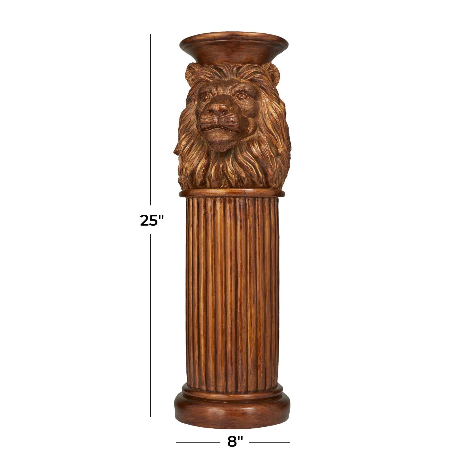 Bronze Polystone Traditional Pedestal Table, 25" x 8" x 9"