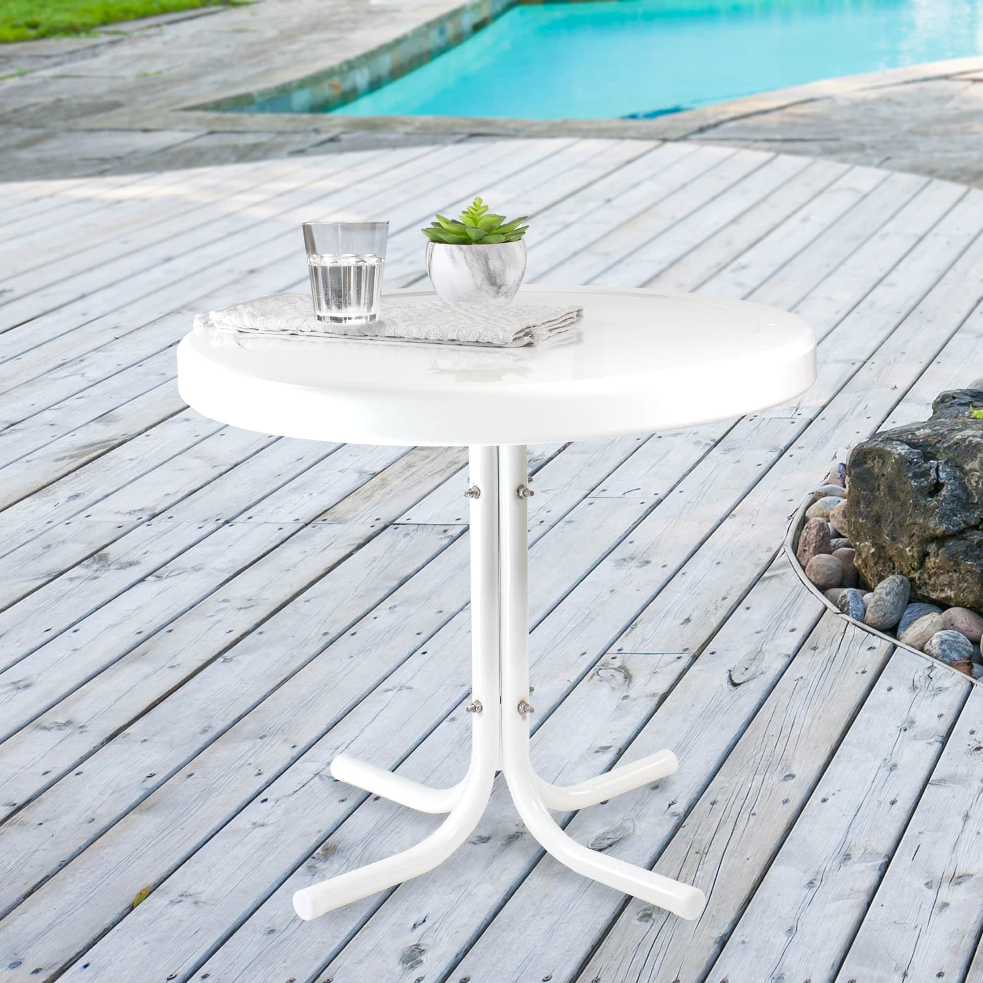 22&#x22; Outdoor Retro Tulip Side Table
