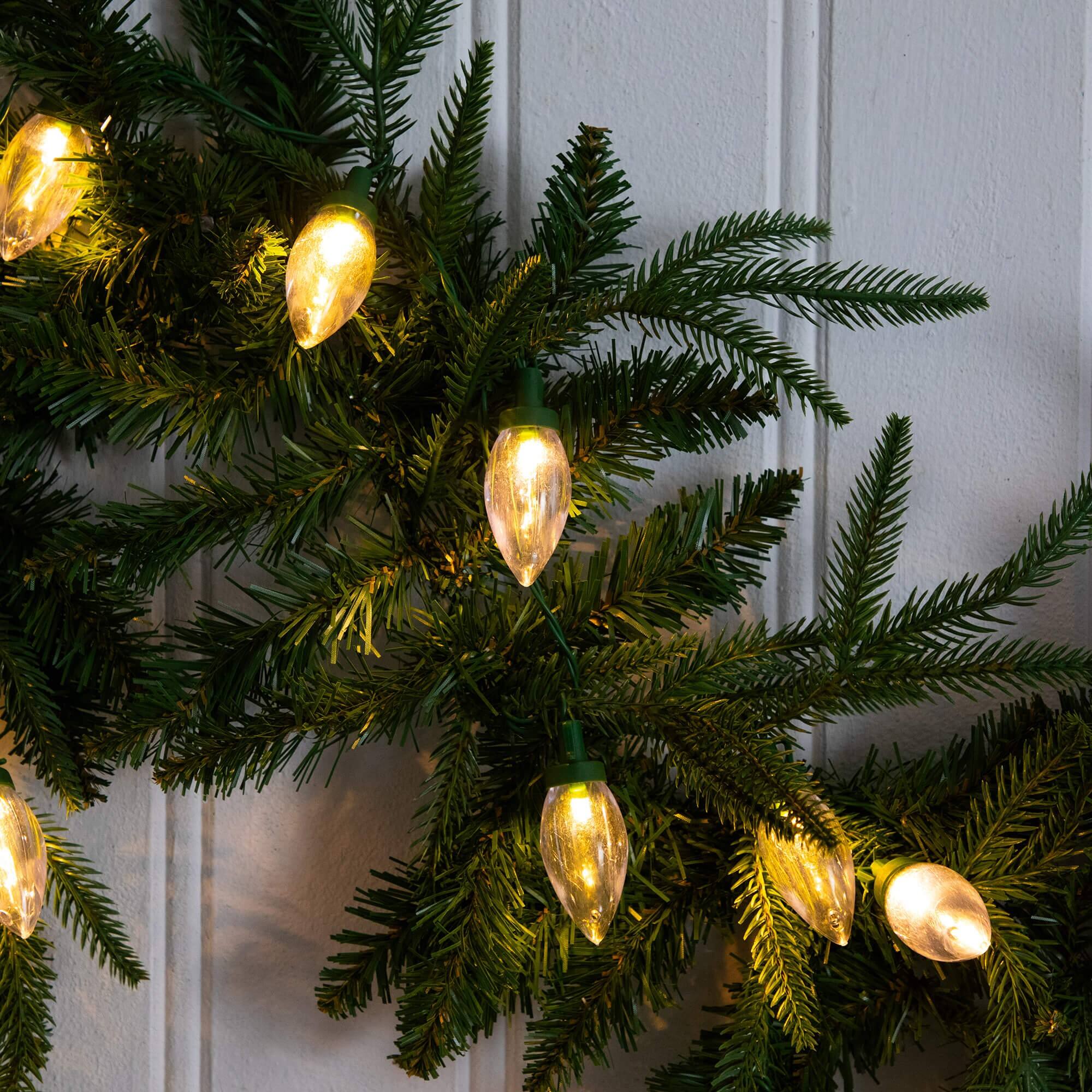 6ft. Pre-Lit Artificial Luxembourg Pine Christmas Garland with 35 Multicolored Traditional Bulb LED Lights