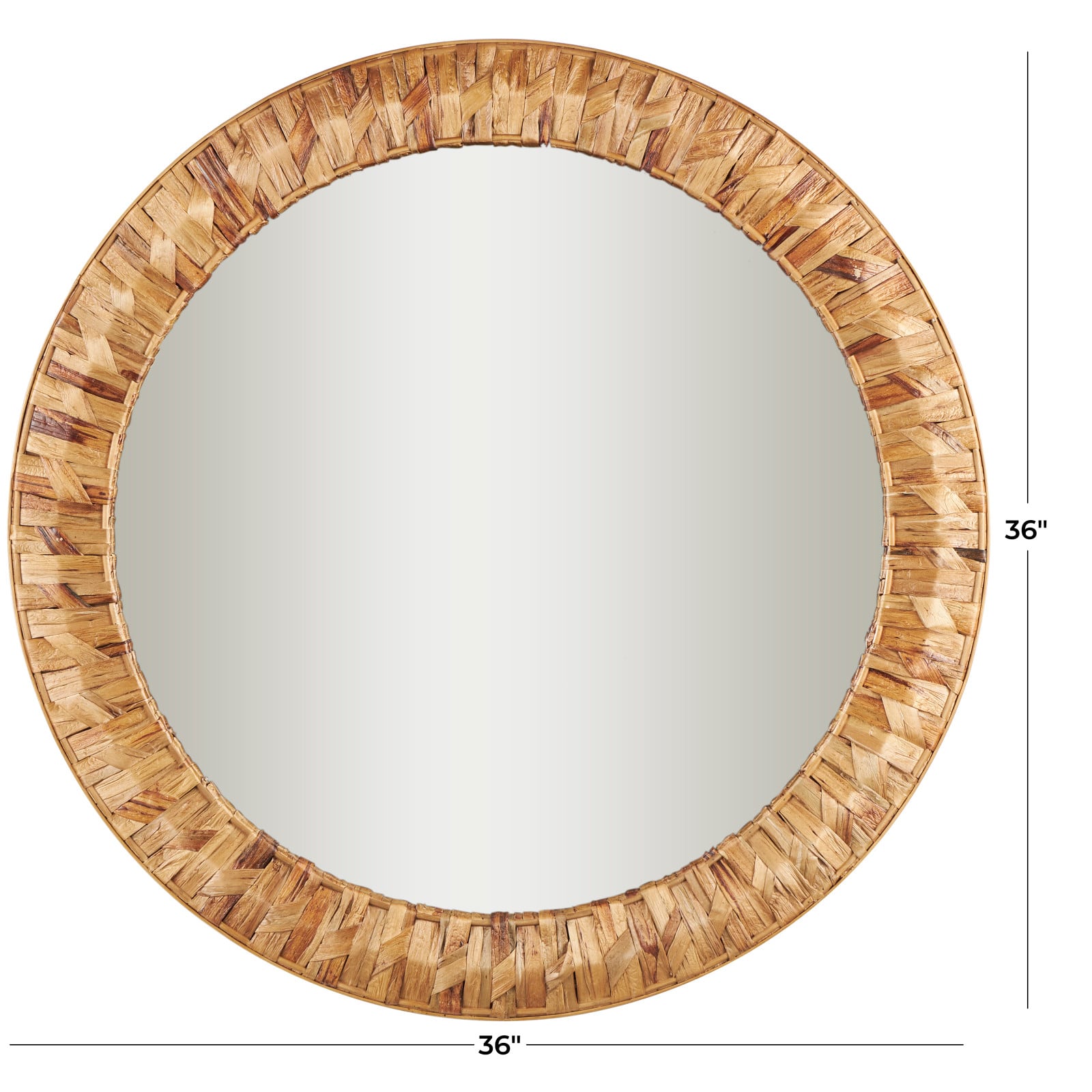 36&#x22; Brown Handmade Woven Seagrass Wall Mirror