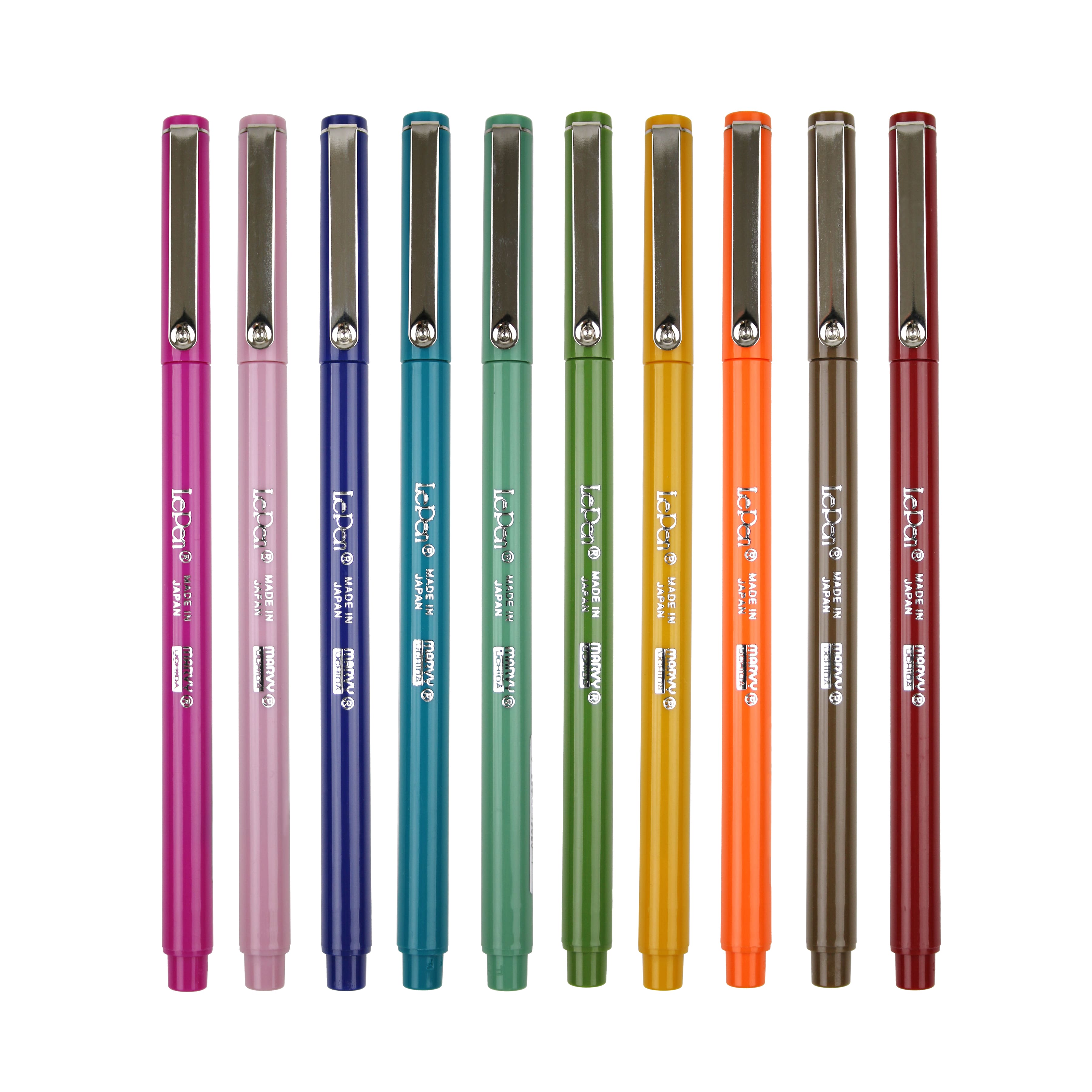 Ensemble de 10 stylos à pointe très fine aux couleurs rétro Uchida LePen de Marvy