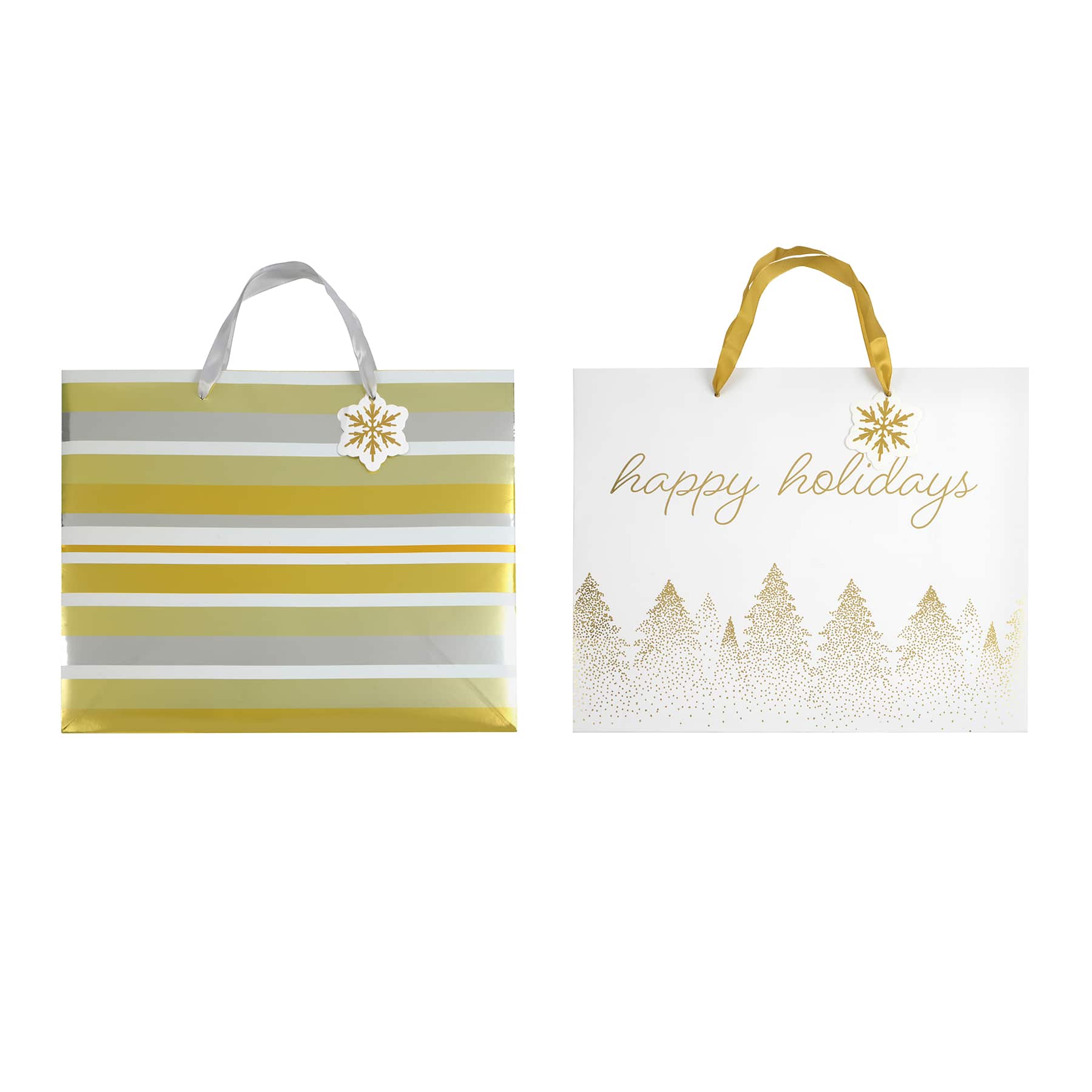 Grands sacs-cadeaux &#xE0; rayures et &#xE0; motif de sapins de No&#xEB;l de Celebrate It, 2&#xA0;unit&#xE9;s