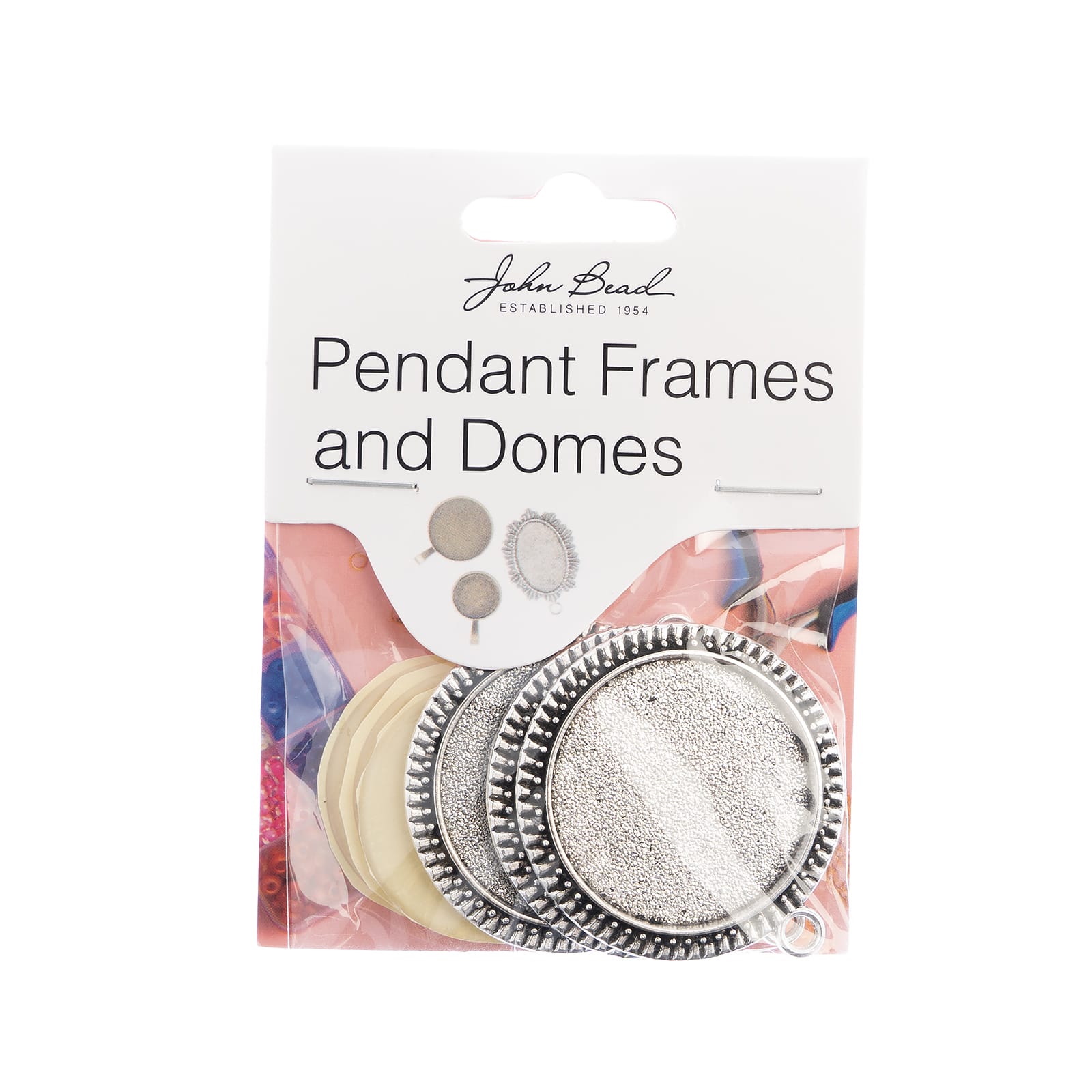 John Bead 32mm Antique Silver Round Pendant Frames, 3ct.