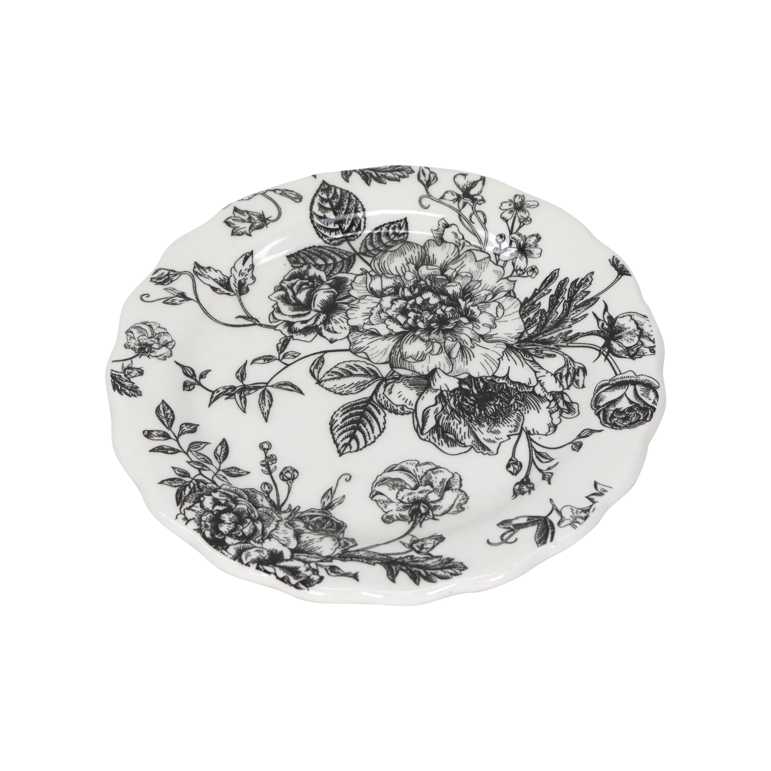 6&#x22; Black &#x26; White Rose Ceramic Plate by Ashland&#xAE;