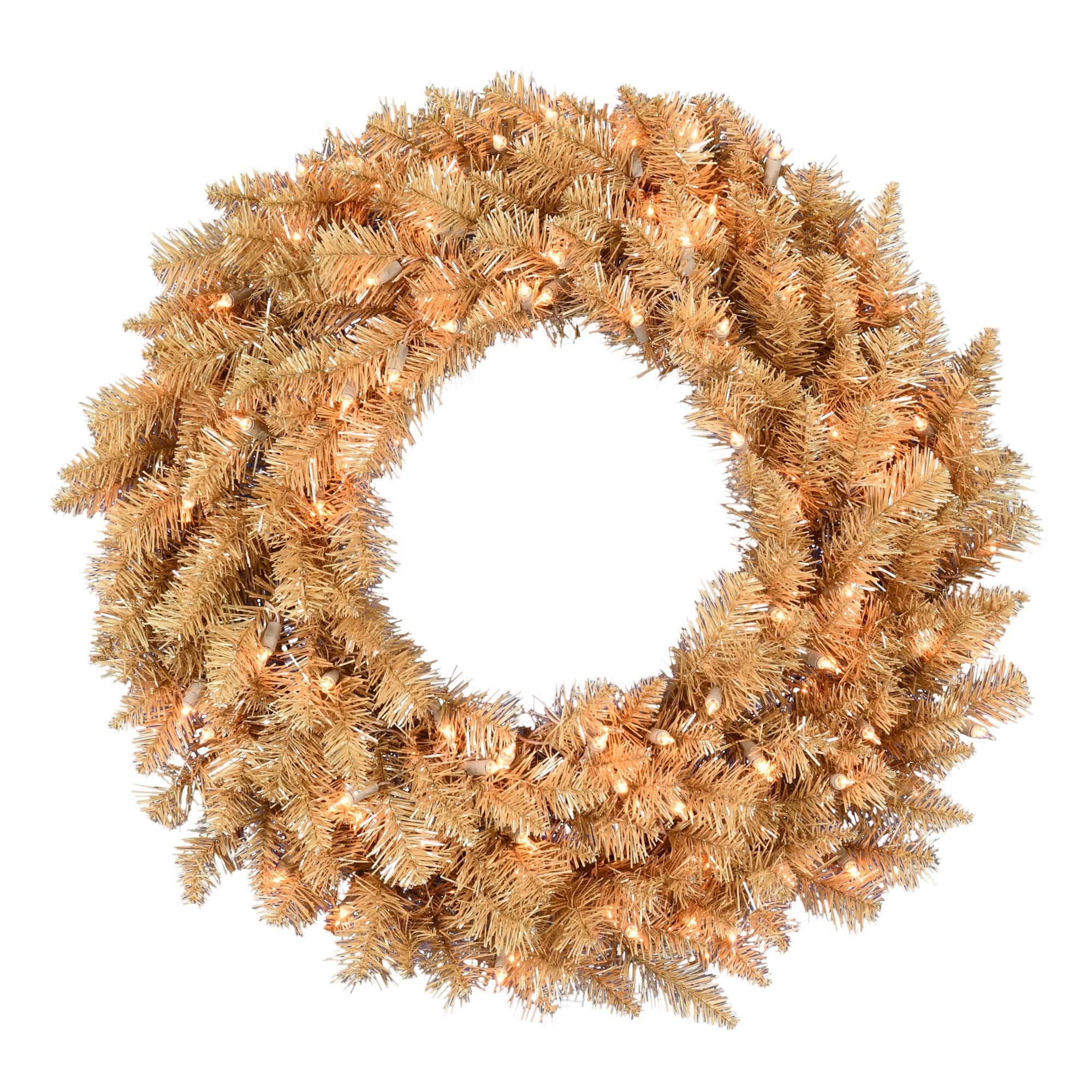 30&#x22; Clear Dura-Lit&#xAE; Gold Fir Wreath