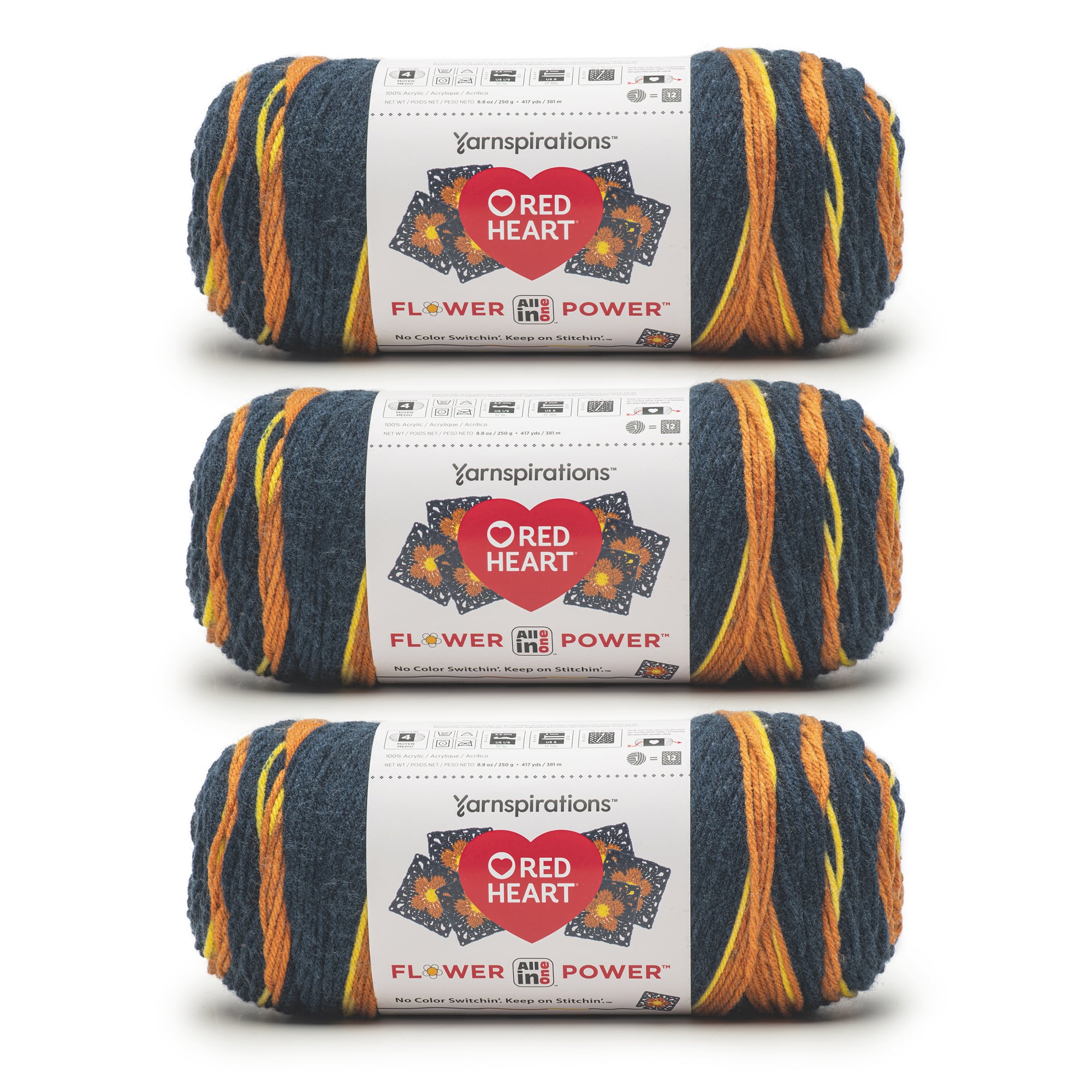 3 Pack Red Heart® All In One Flower Power™ Yarn
