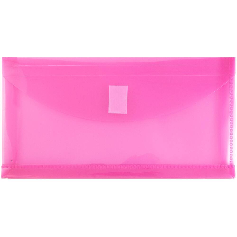JAM Paper Fuchsia Pink Clear Pencil Pouches with Hook & Loop Closure, 12ct.