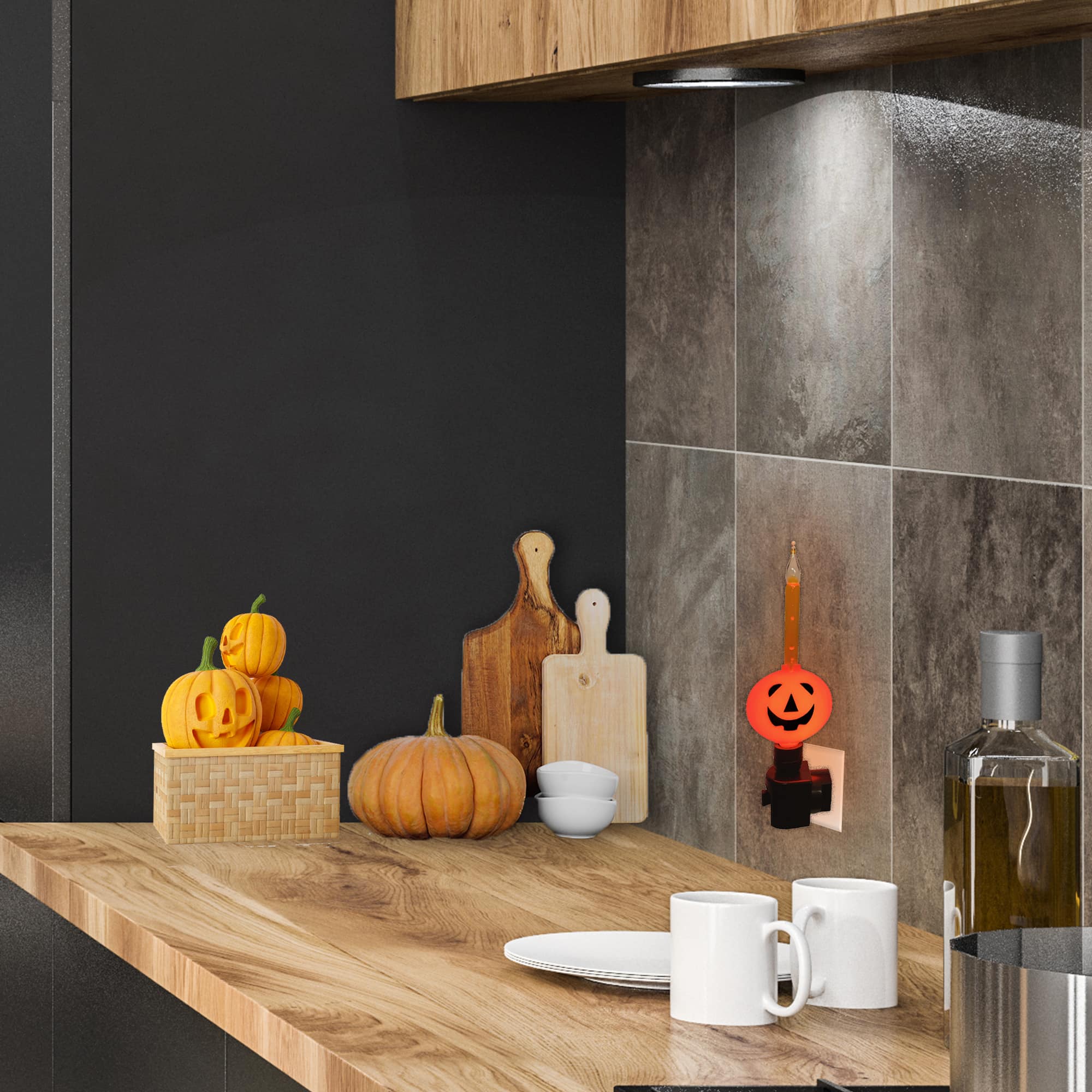 6.5&#x22; Jack-O-Lantern Halloween Bubble Night Light