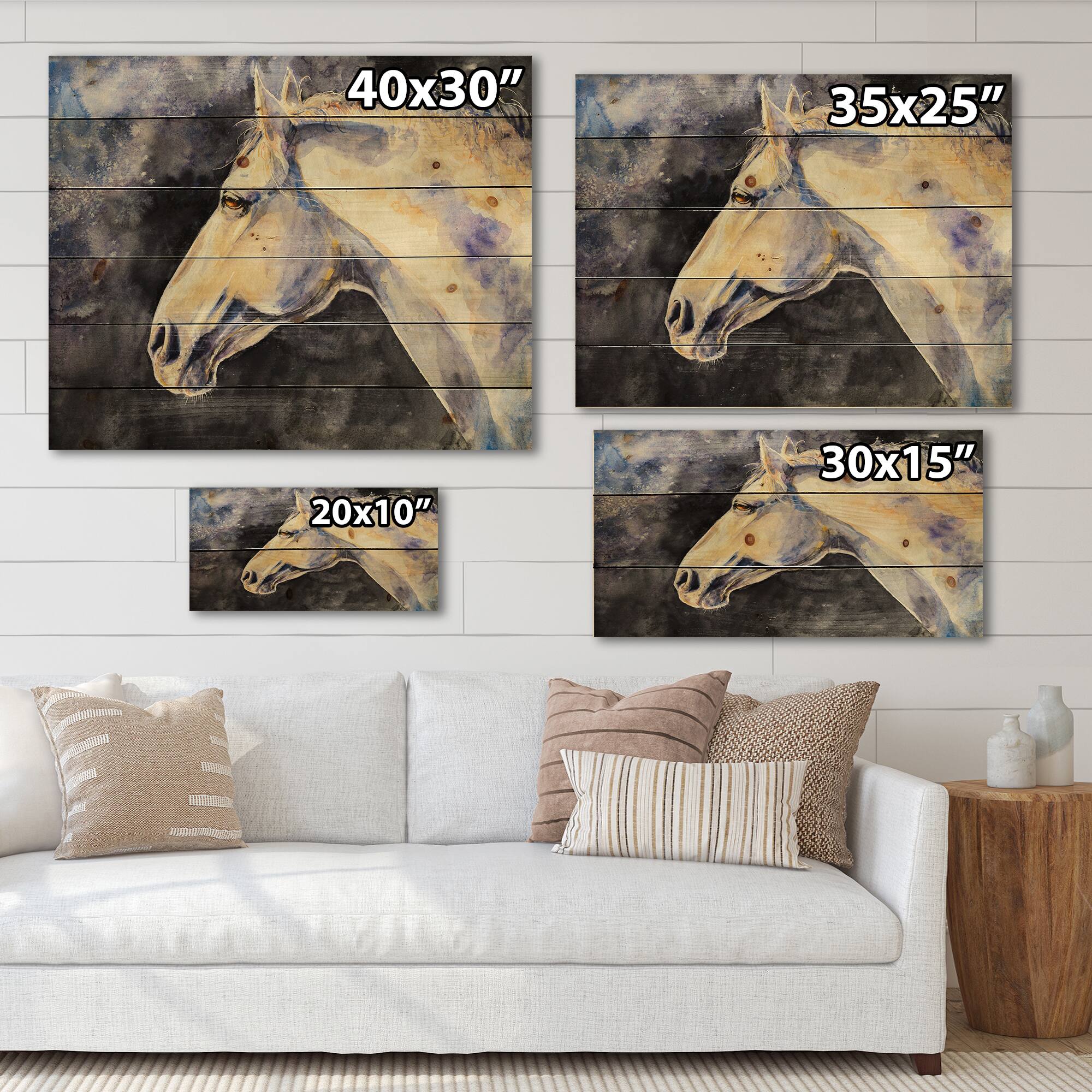 Designart - The Head of A Lipizzan Horse - Farmhouse Print on Natural Pine Wood