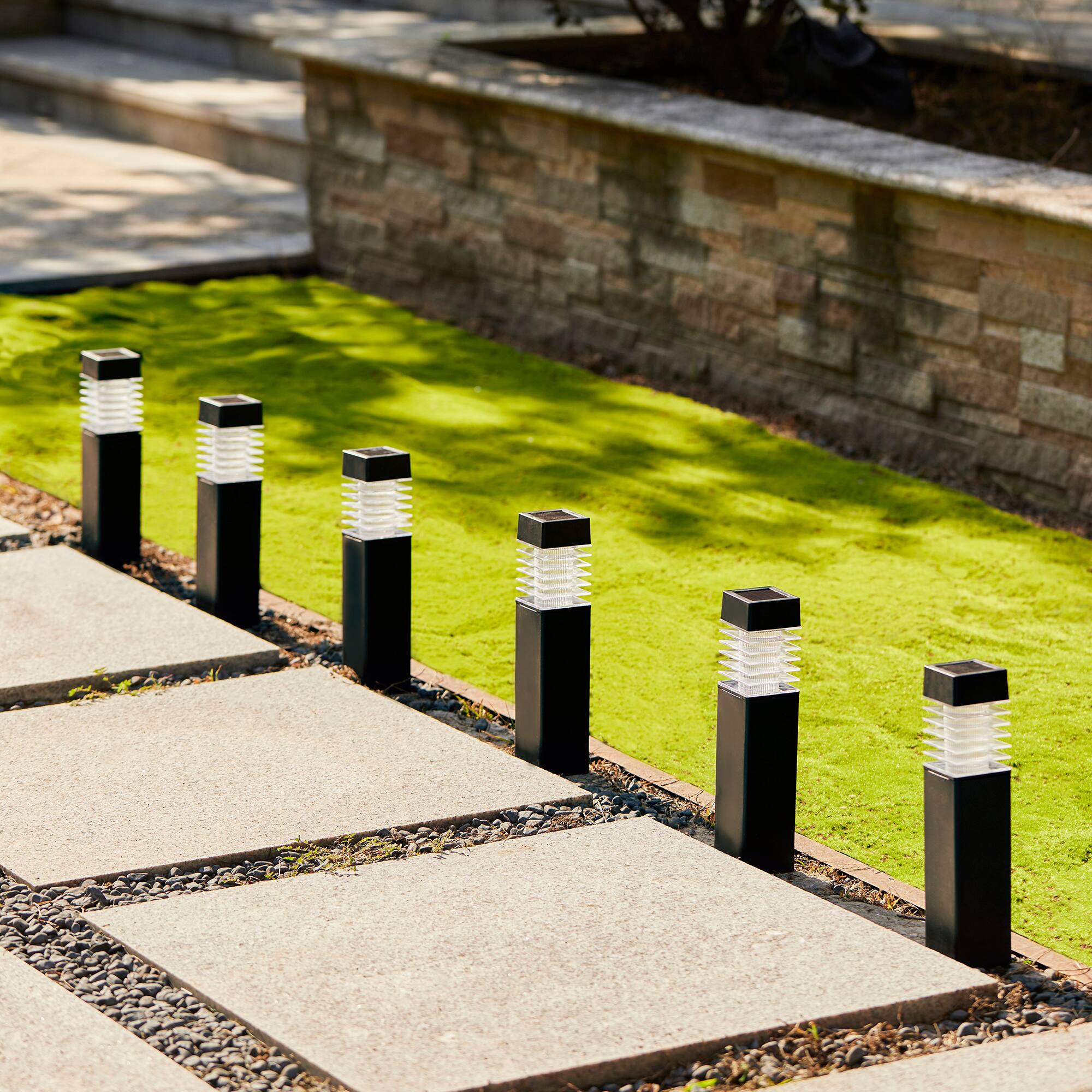 Glitzhome® 15.25" Solar Powered Transparent Texture Lens Pathway Stake Lights, 6ct.