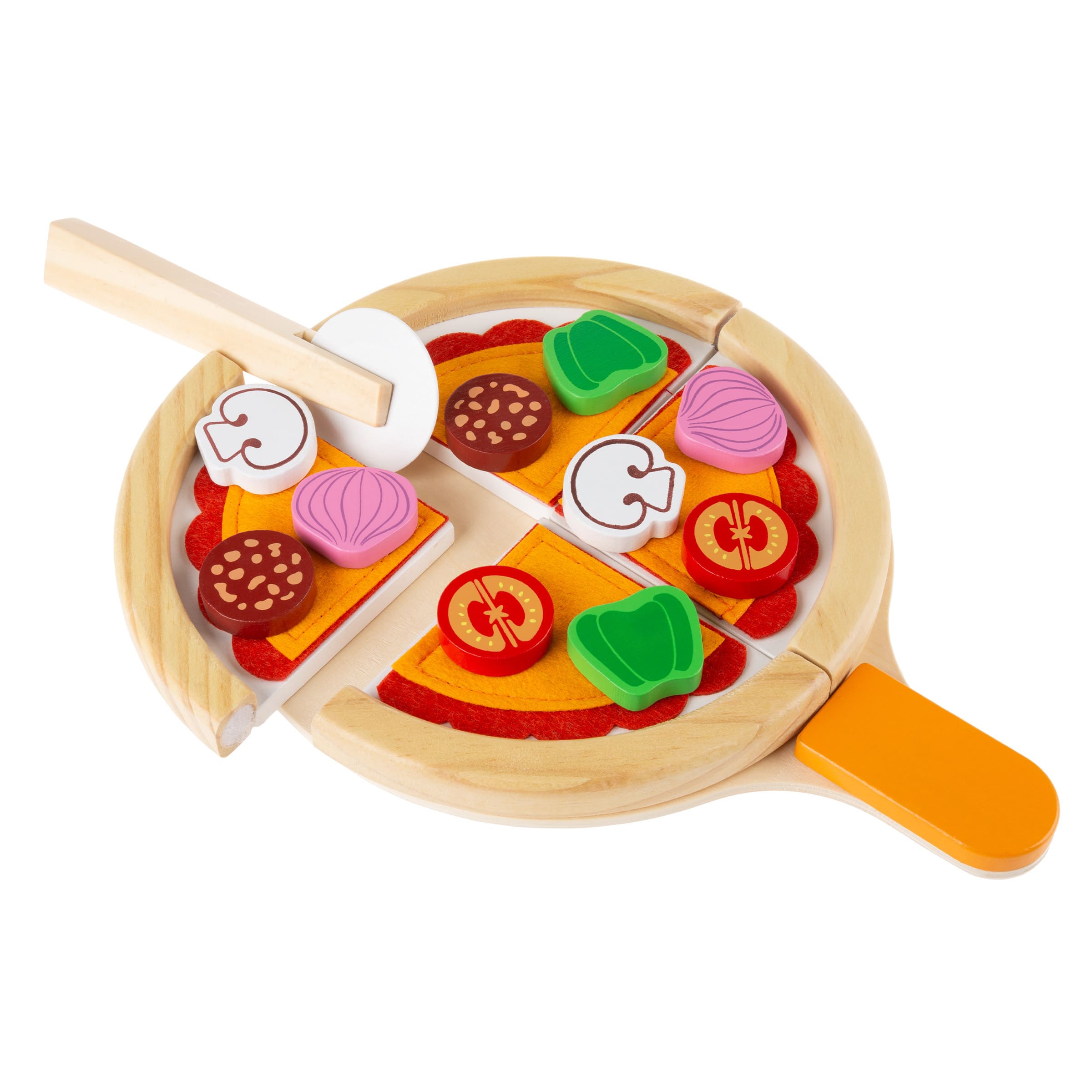 Pretend Game Set Wooden Pizza Food Cutting Toy Simulation