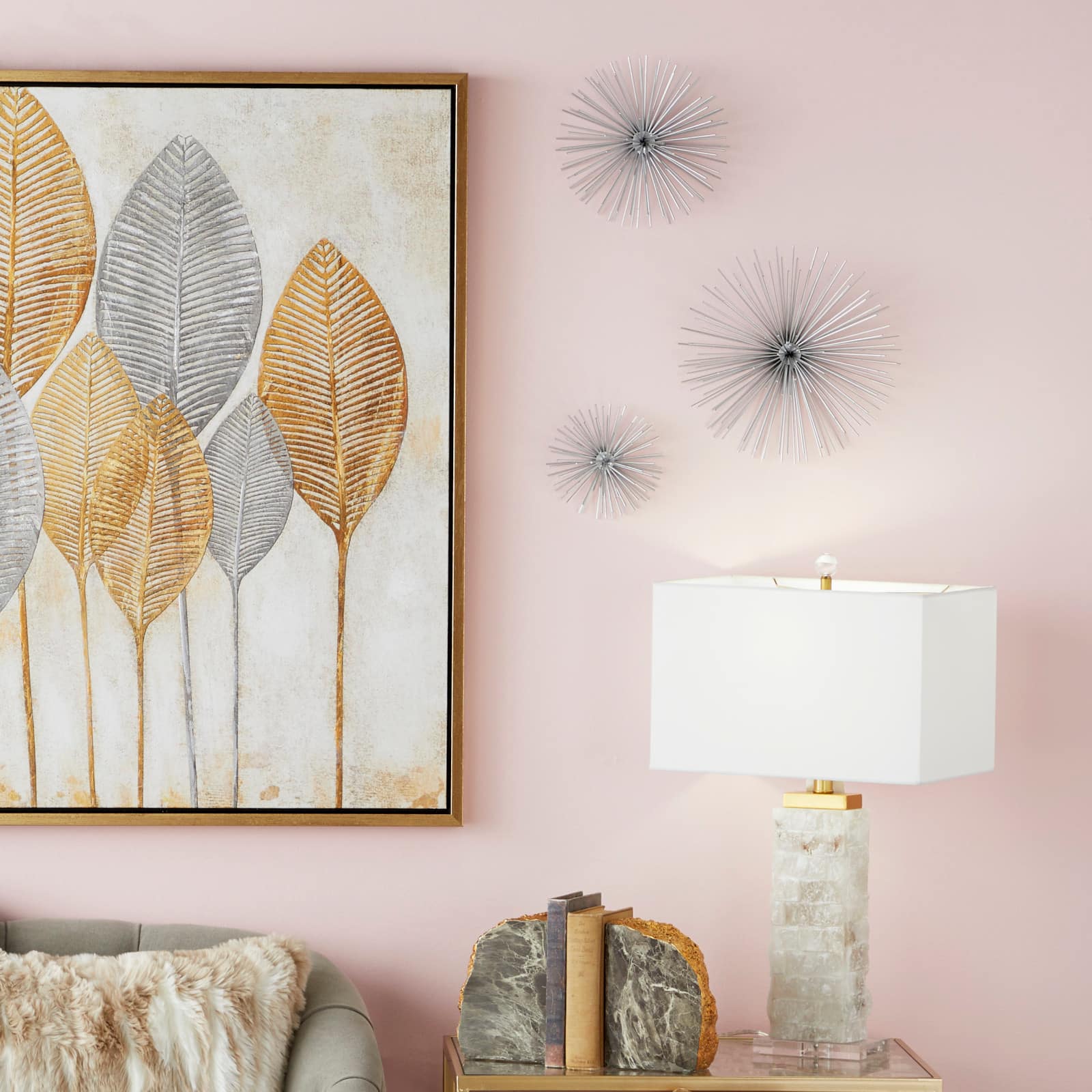 CosmoLiving by Cosmopolitan Silver Tin Contemporary Abstract Wall Decor Set