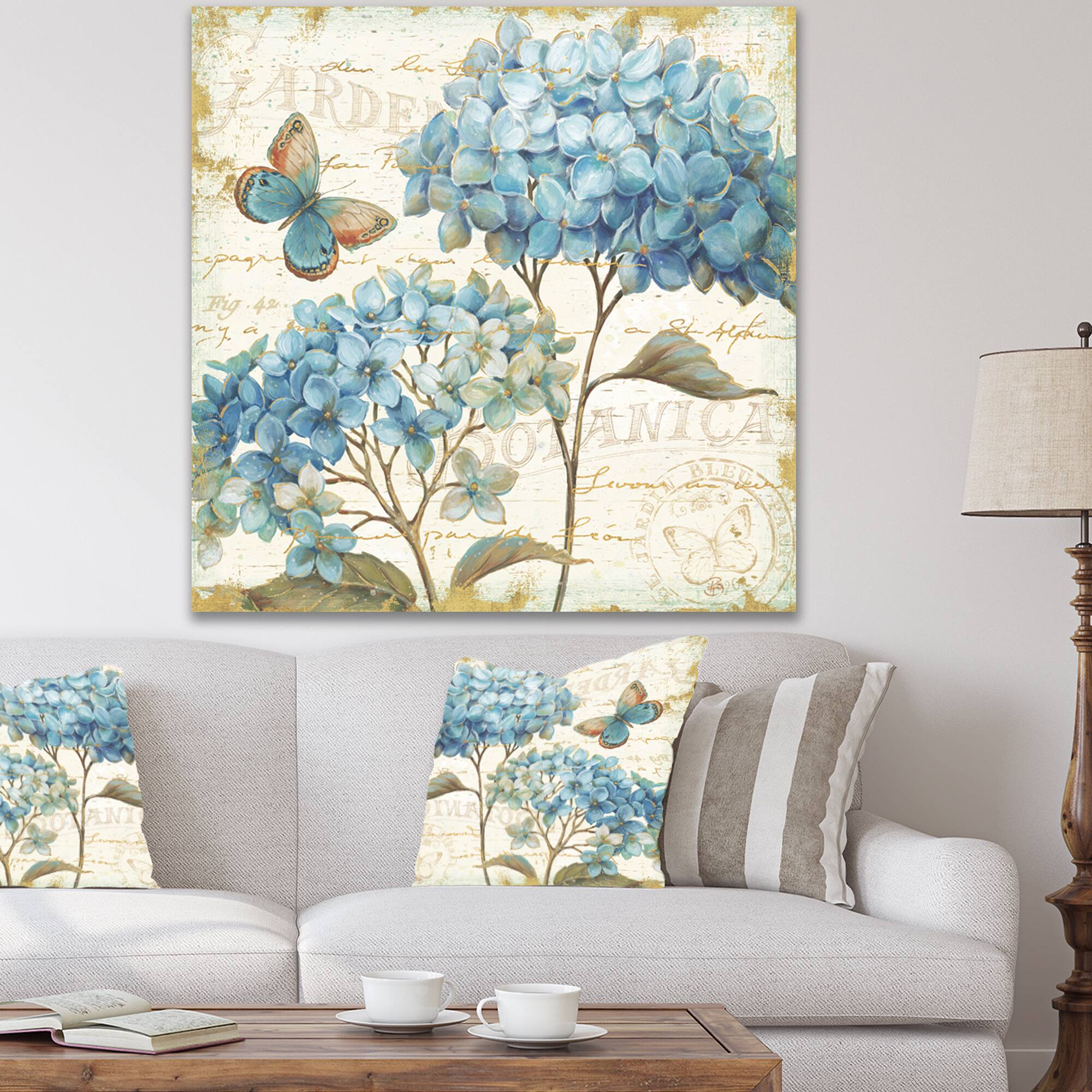 Designart - butterfly Blue Garden II - Farmhouse Canvas Art