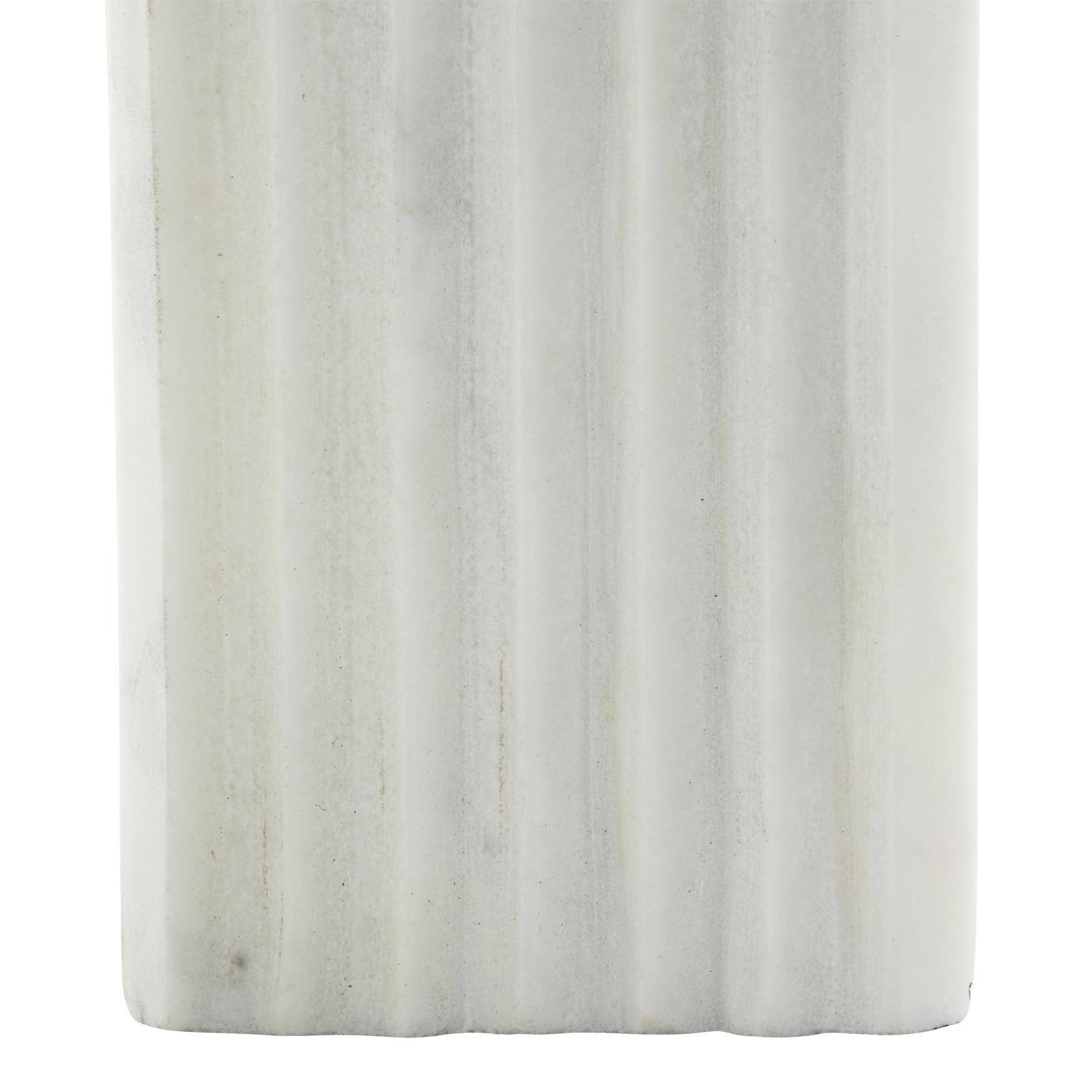 11" White Grooved Marble Rectangular Arch Sculpture