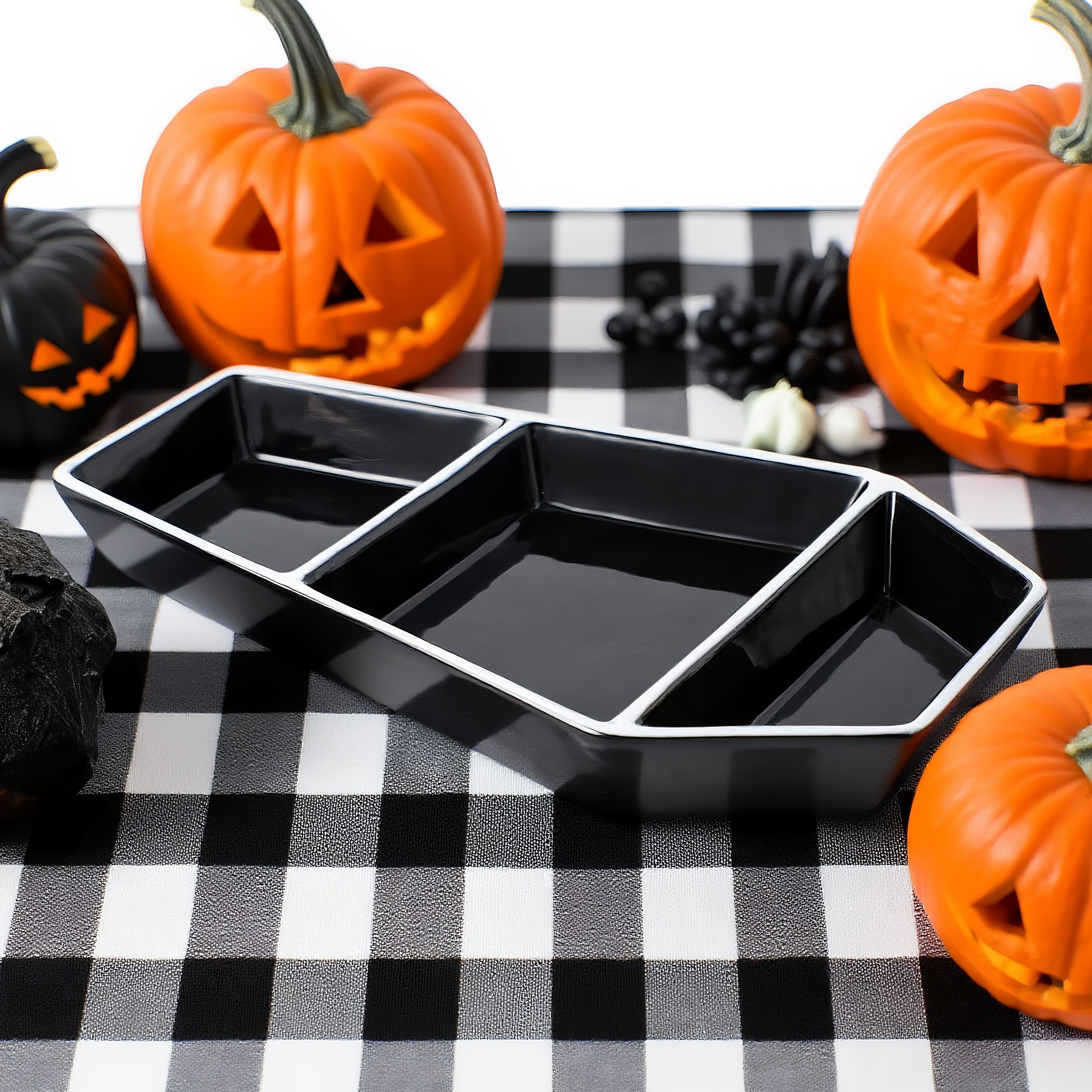 12&#x22; Black Coffin 3-Section Ceramic Platter by Ashland&#xAE;