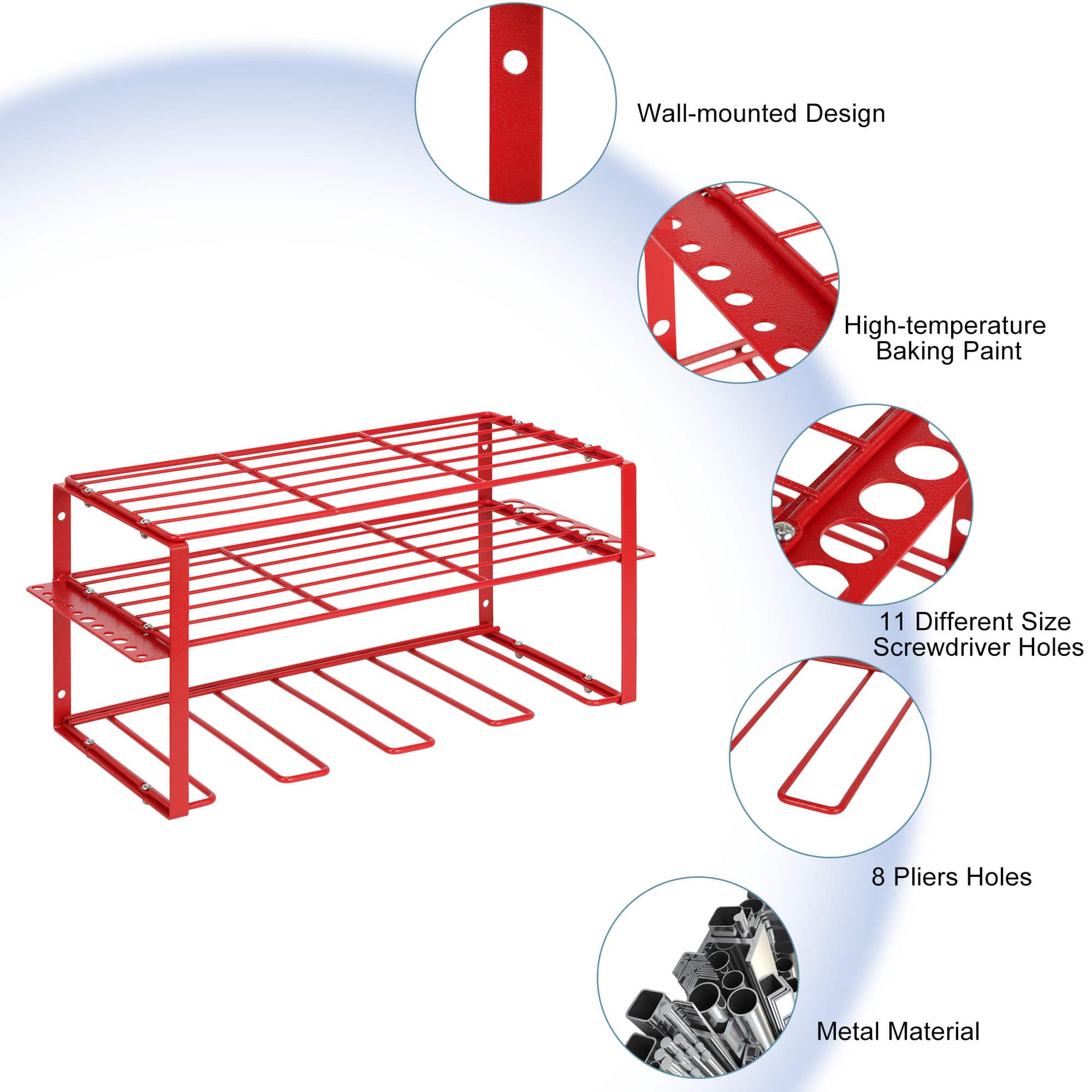 NEX™ 16.5" Red Power Tool Organizer Wall Shelf