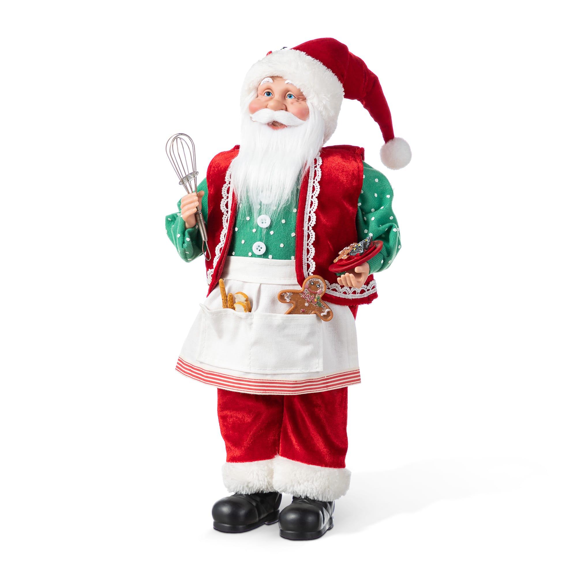 Glitzhome&#xAE; 18&#x22;H Faux Fur Christmas Chef Santa Figurine