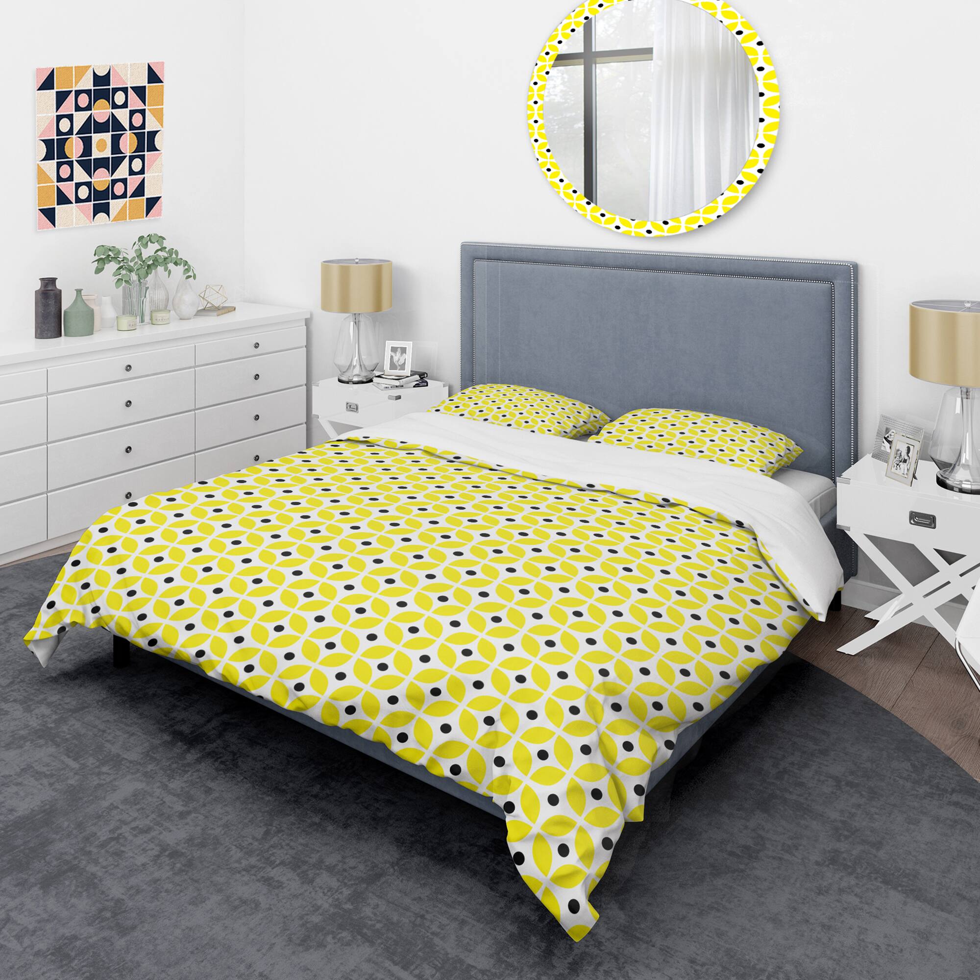 Designart 'Retro Geometric Design I' Mid-Century Duvet Cover Set