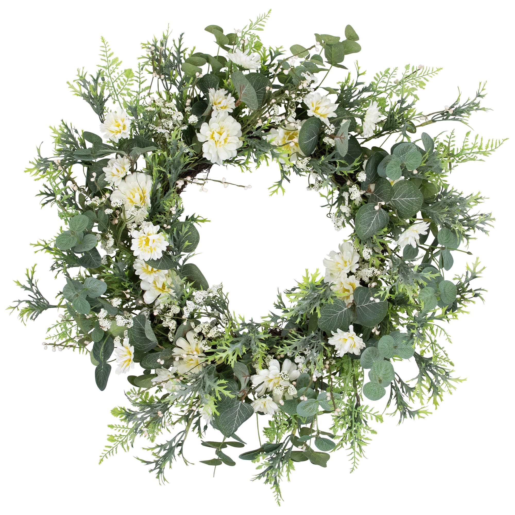 24" Fern & Eucalyptus Floral Spring Wreath
