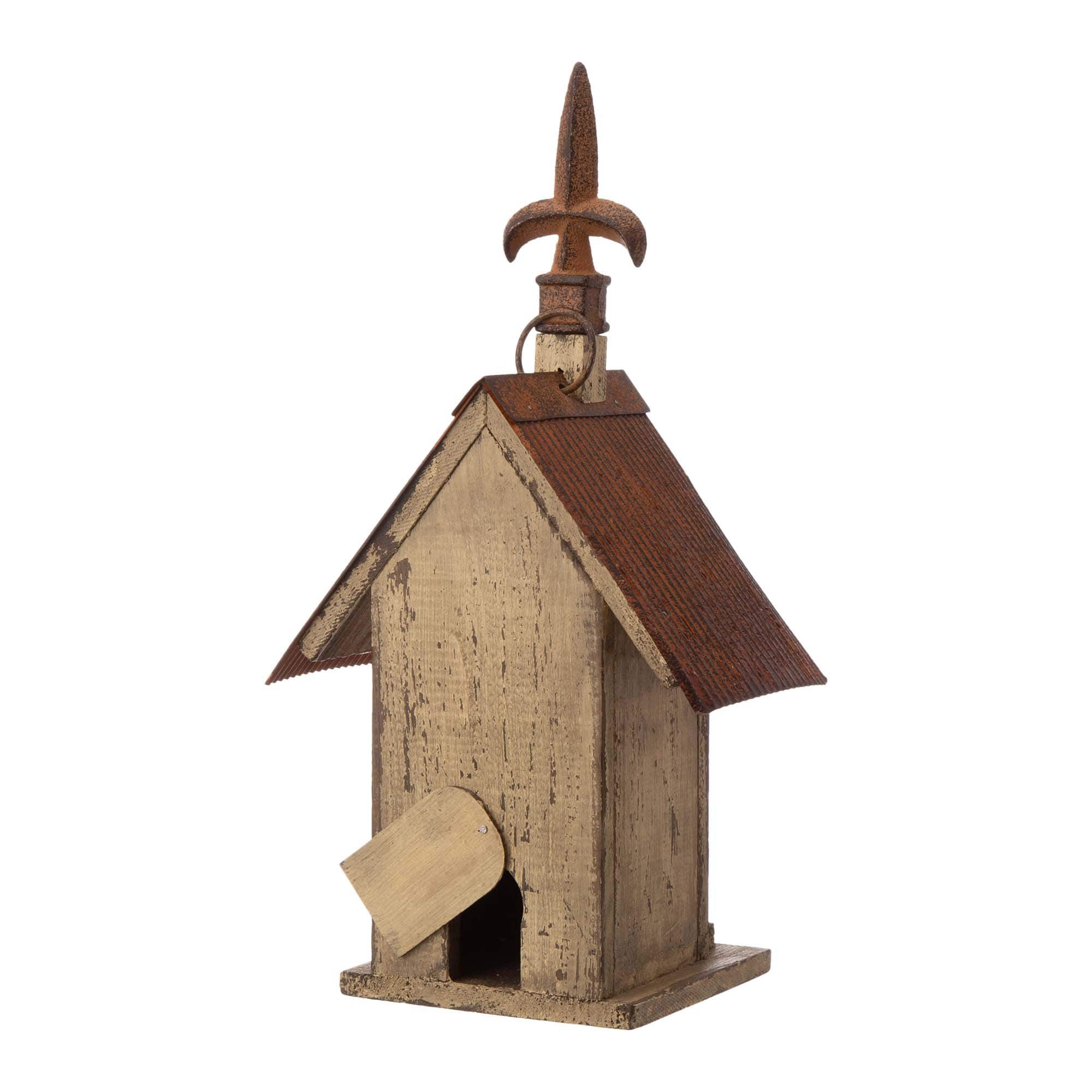 Glitzhome&#xAE; Tall Distressed Wood Church Bird House