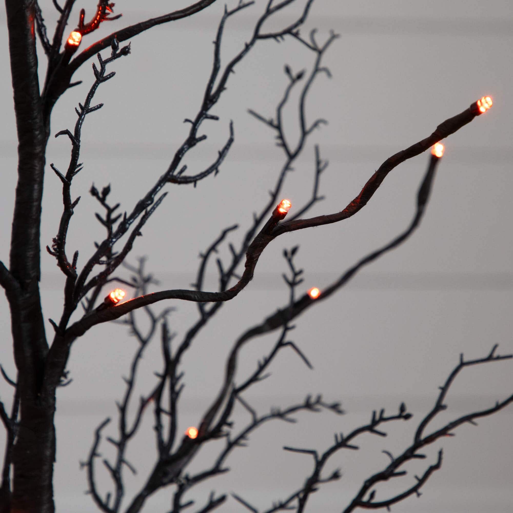 3ft. Pre-Lit Halloween Deluxe Black Twig Artificial Tree with 36 Orange &#x26; Purple LED Lights